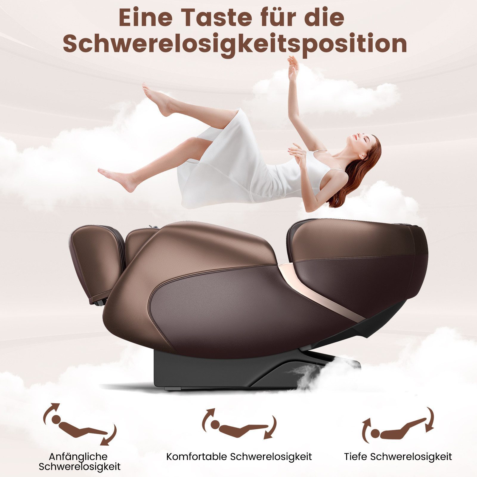 COSTWAY Massagesessel, mit Wärme-&Liegefunktion Sprachsteuerung Zero Gravit günstig online kaufen