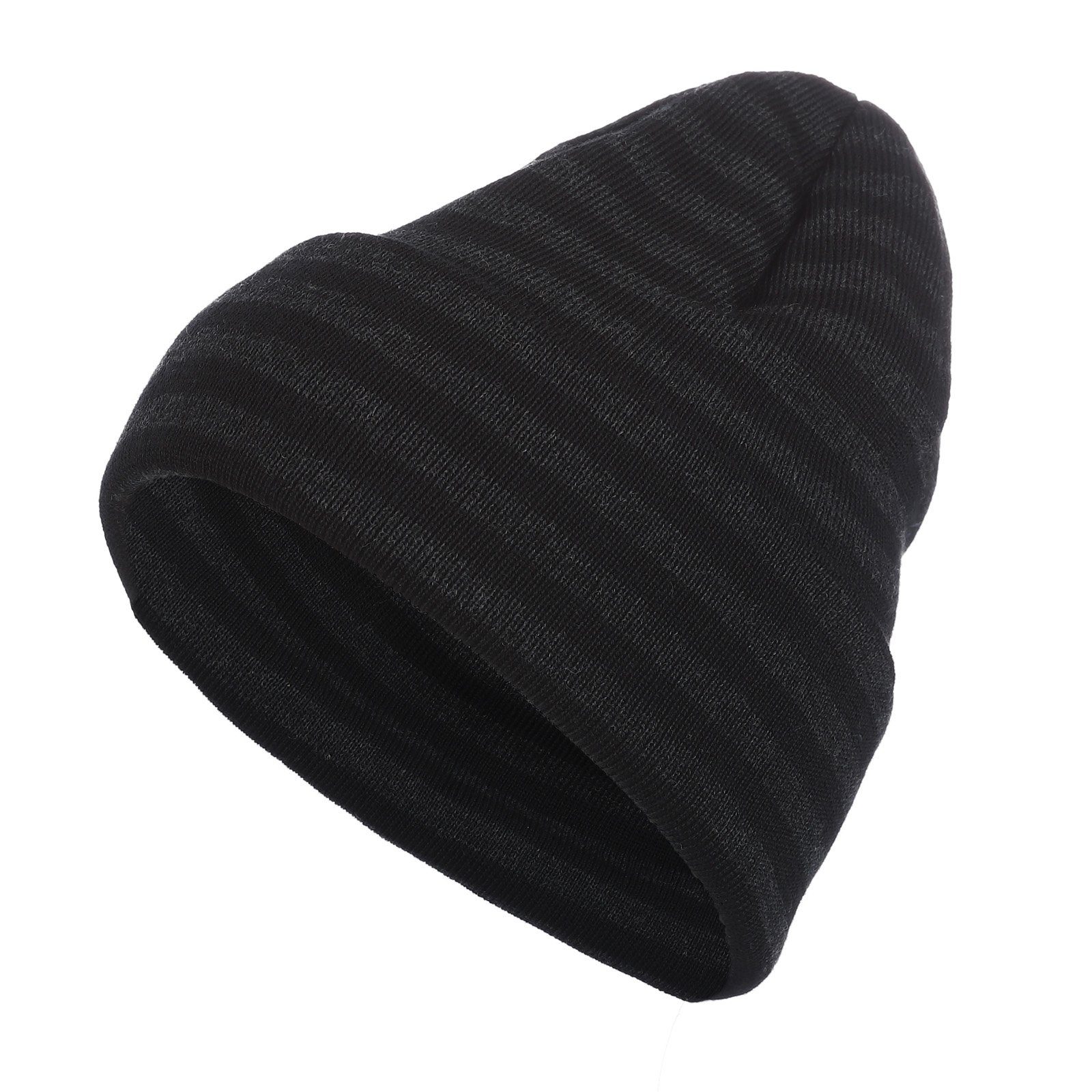 modAS 10788 Unisex Wollmütze gestreift - Ringelmütze aus reiner Schurwolle Merino