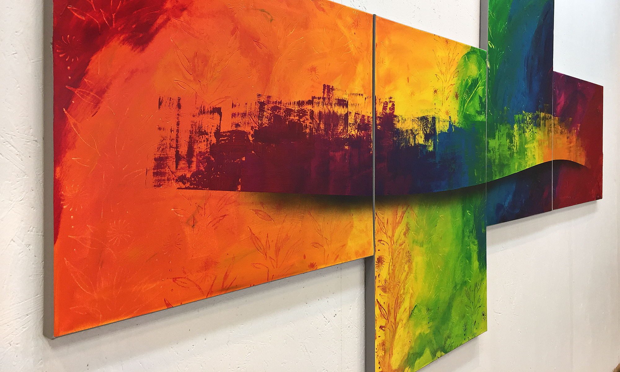 WandbilderXXL XXL-Wandbild Flowing Rainbow 220 x 110 cm, Abstraktes Gemälde, handgemaltes Unikat