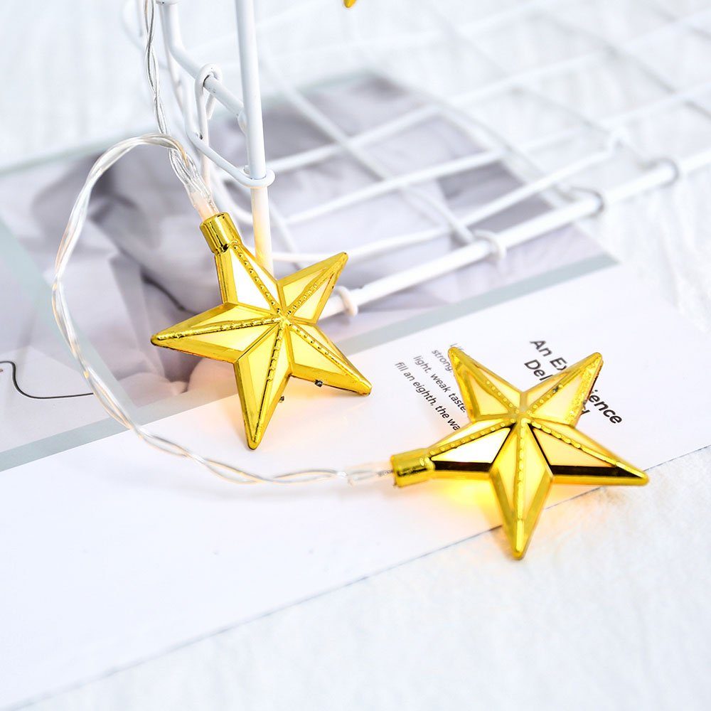 Rosnek LED Dekolicht LED Star Moon String Light, Eid Muslim Islam Festival Party Deko, 10LEDs 1.5m