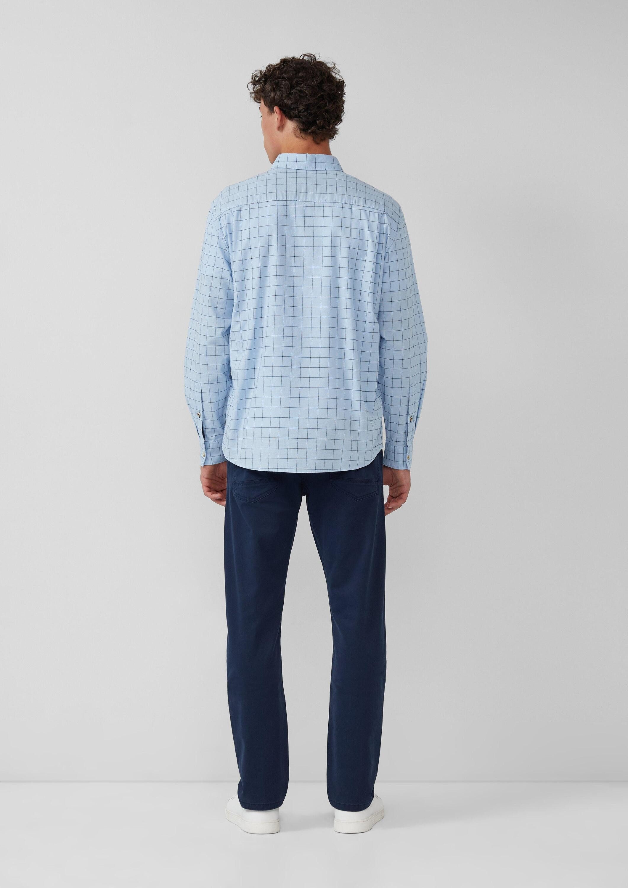 s.Oliver Langarmhemd Hemd Regular Fit: Karo-Hemd aus Baumwolle mit Button-Down-Kragen