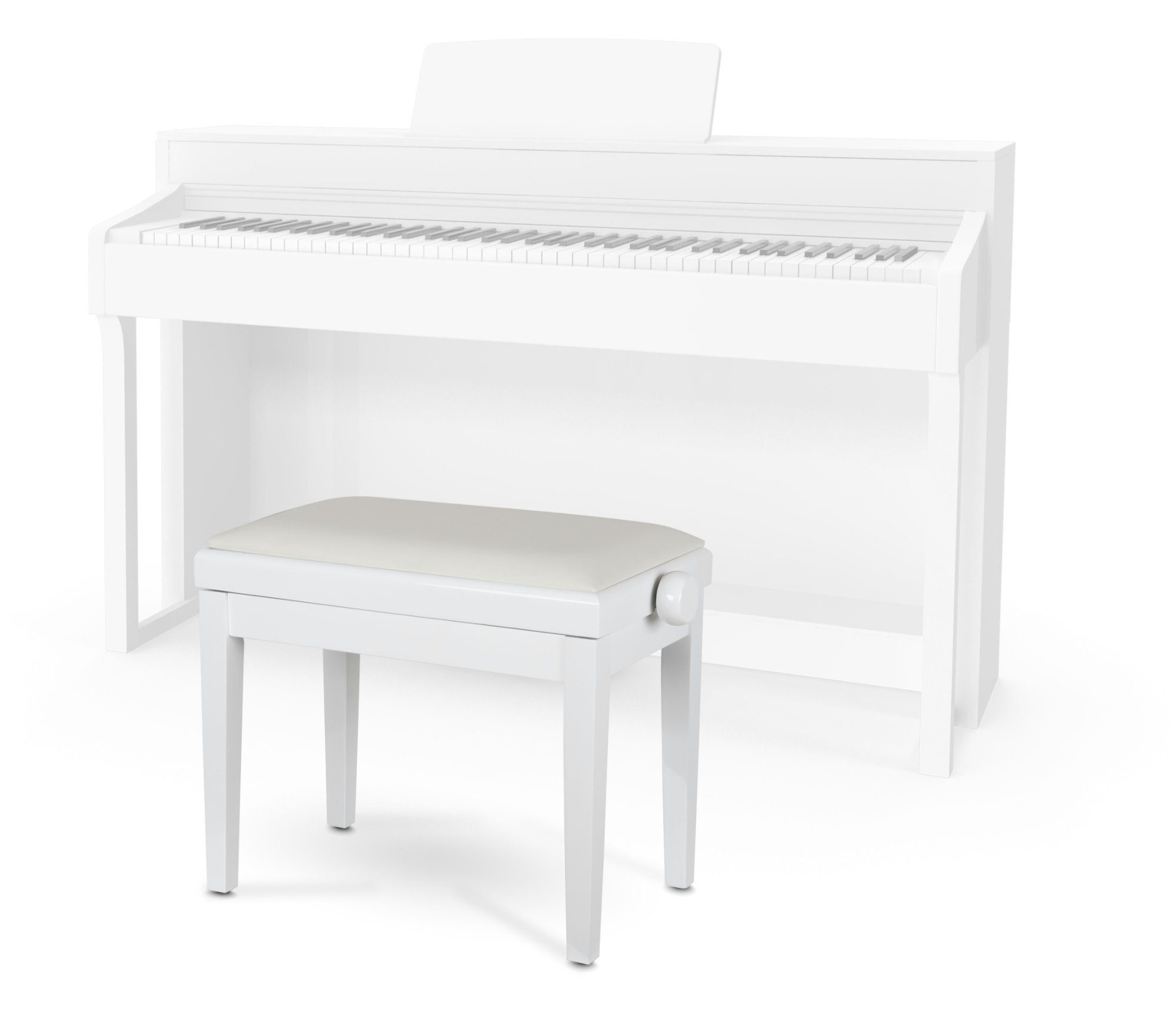 Cantabile Pianobank weiß Sitzfläche: (Hochwertiger Weiß cm von Höhenverstellbar - 48 | Klavierhocker, 2-fache A 30,5 58 abnehmbare Kreuz-Mechanik Modell Hochglanz Classic x cm), 1-St., 53 - Klavierbank
