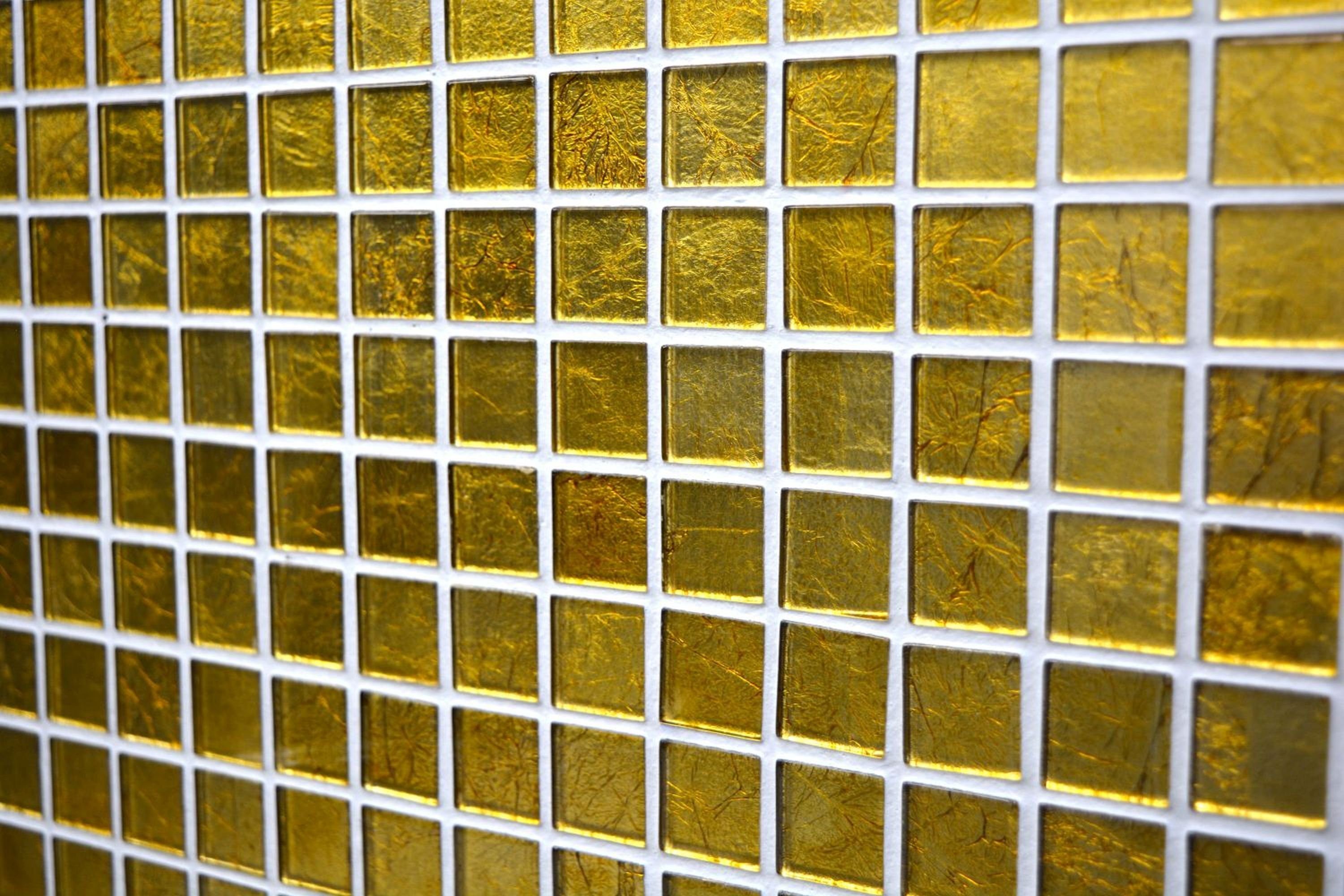 Mosani Mosaikfliesen Küche Struktur Glasmosaik gold orange Mosaikfliese Fliesenspiegel