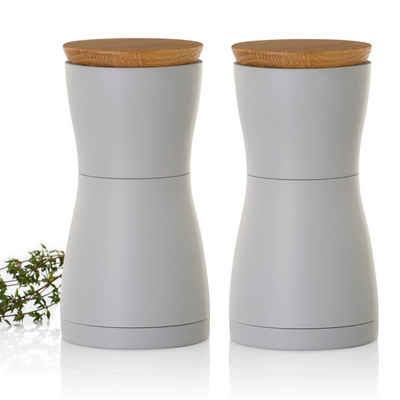 AdHoc Salz-/Pfeffermühle »Set aus 2 Gewürzmühlen TWIN« manuell, (2 Stück), Hochwertiges Keramik-Mahlwerk, modernes Design