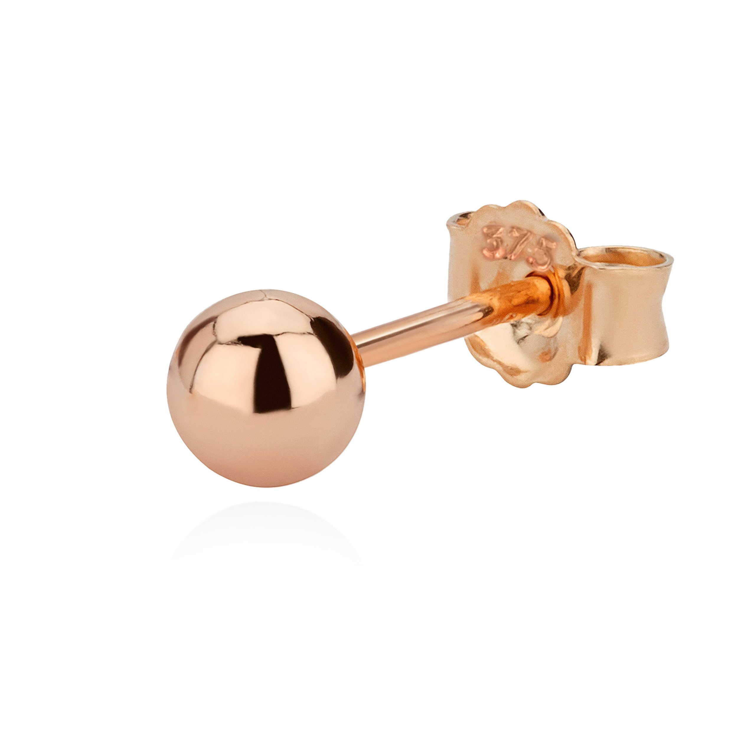 Single-Ohrstecker Single 4mm Kugel Ohrstecker 375 Rotgold Ohrschmuck Ohrringe Kugelsteck