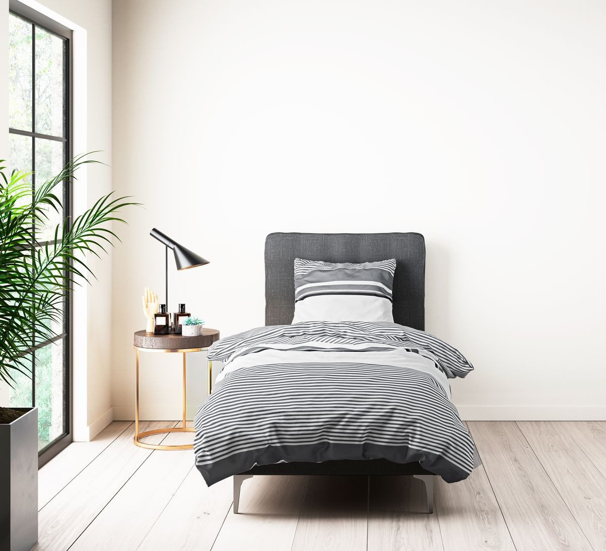 JACK Bettwäsche 135x200cm Satin Streifen Anthrazit günstig online kaufen