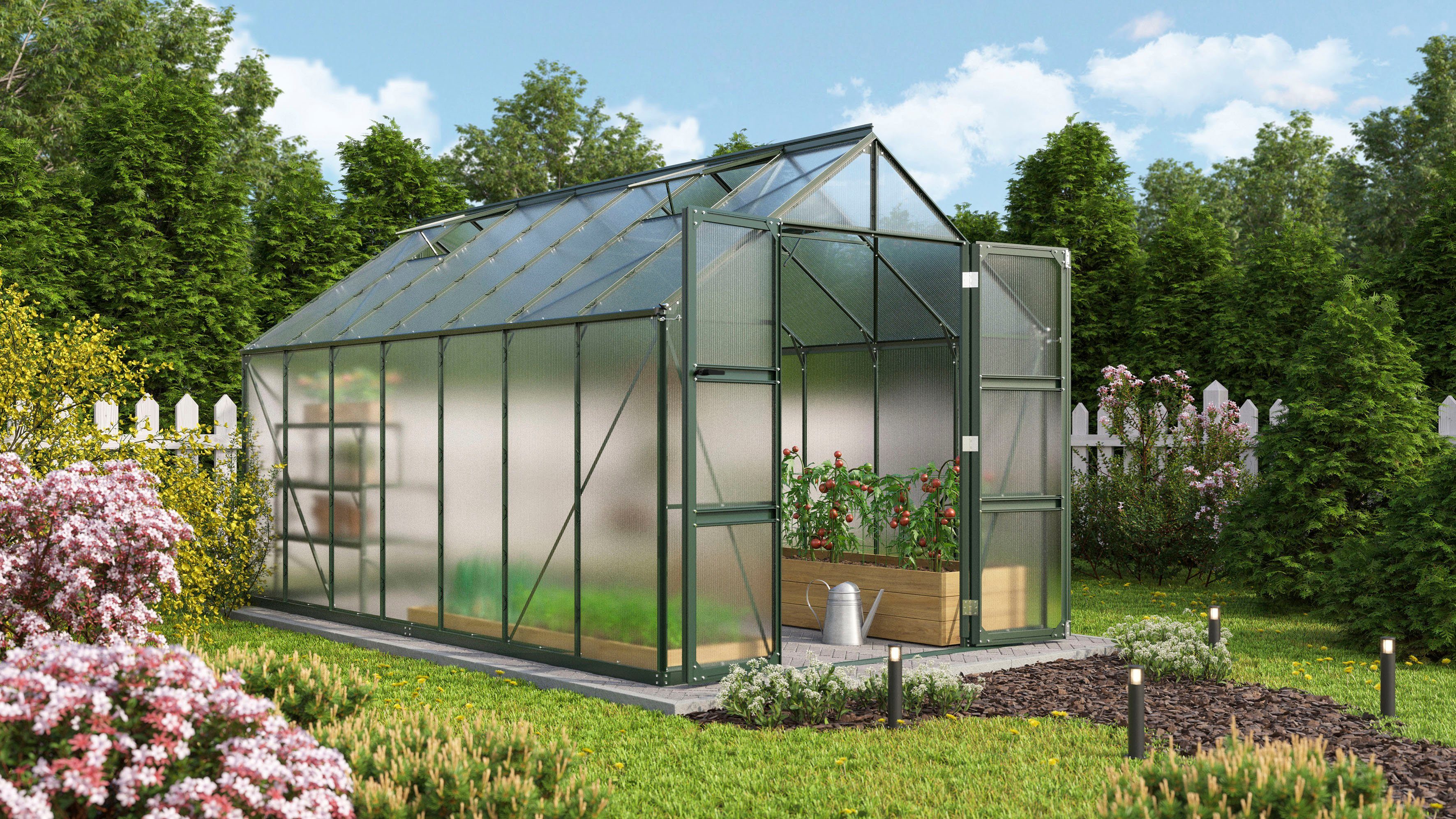 Thumbnail - Vitavia Gewächshaus Domus 11500, BxTxH: 257 x 449 x 253,9 cm, 6 mm Wandstärke, mit Doppelschwingtüren und bodentiefer Tü...