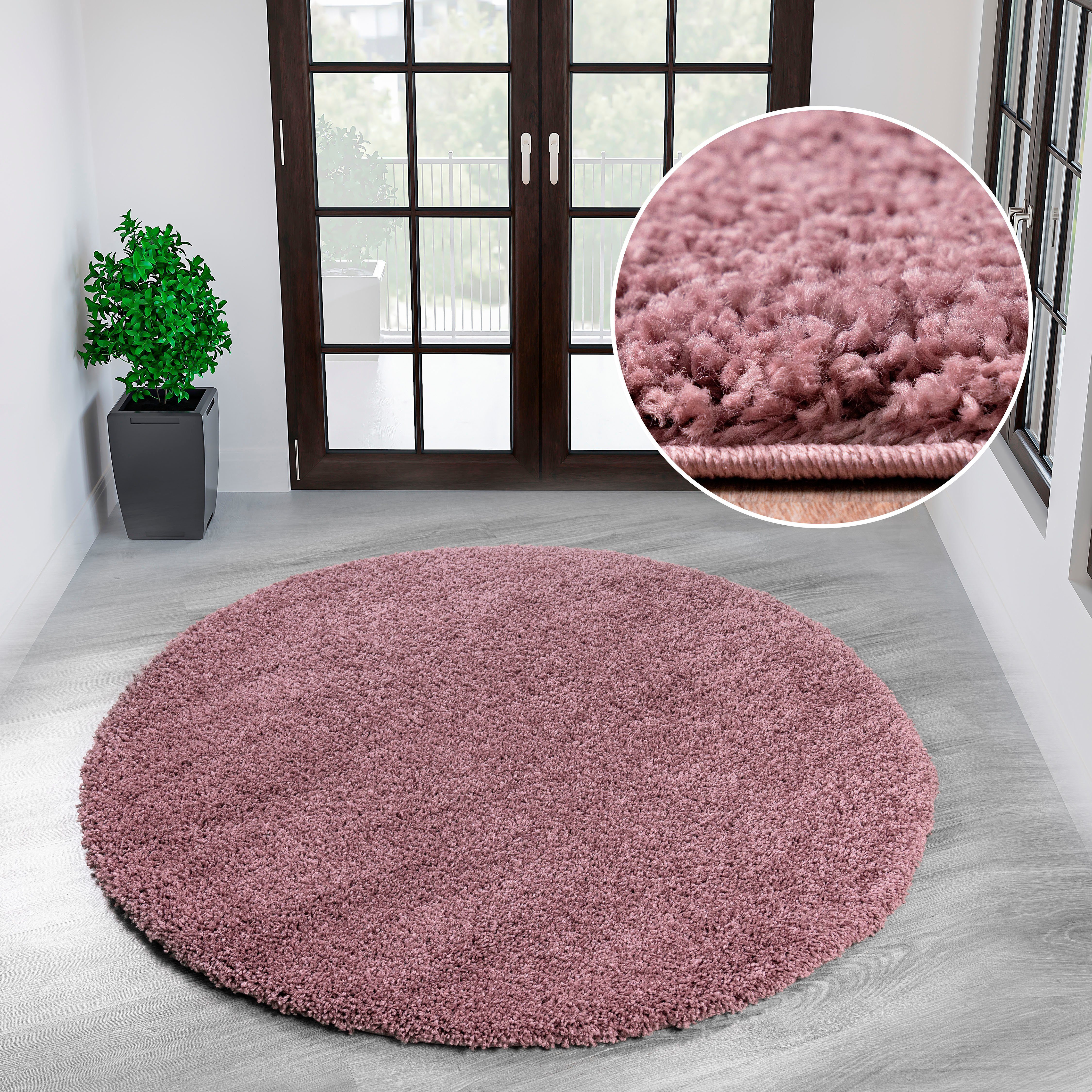 OTTO home Teppich Shaggy 30, rund, Höhe: 30 mm, Teppich in Uni-Farben, besonders weich und kuschelig, Wohnzimmer