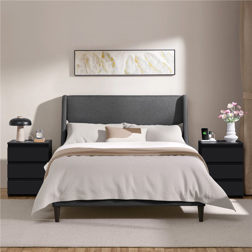 Yaheetech Nachttisch mit Ladestation, 2 USB-Anschlüsse und 2 AC-Steckdosen günstig online kaufen