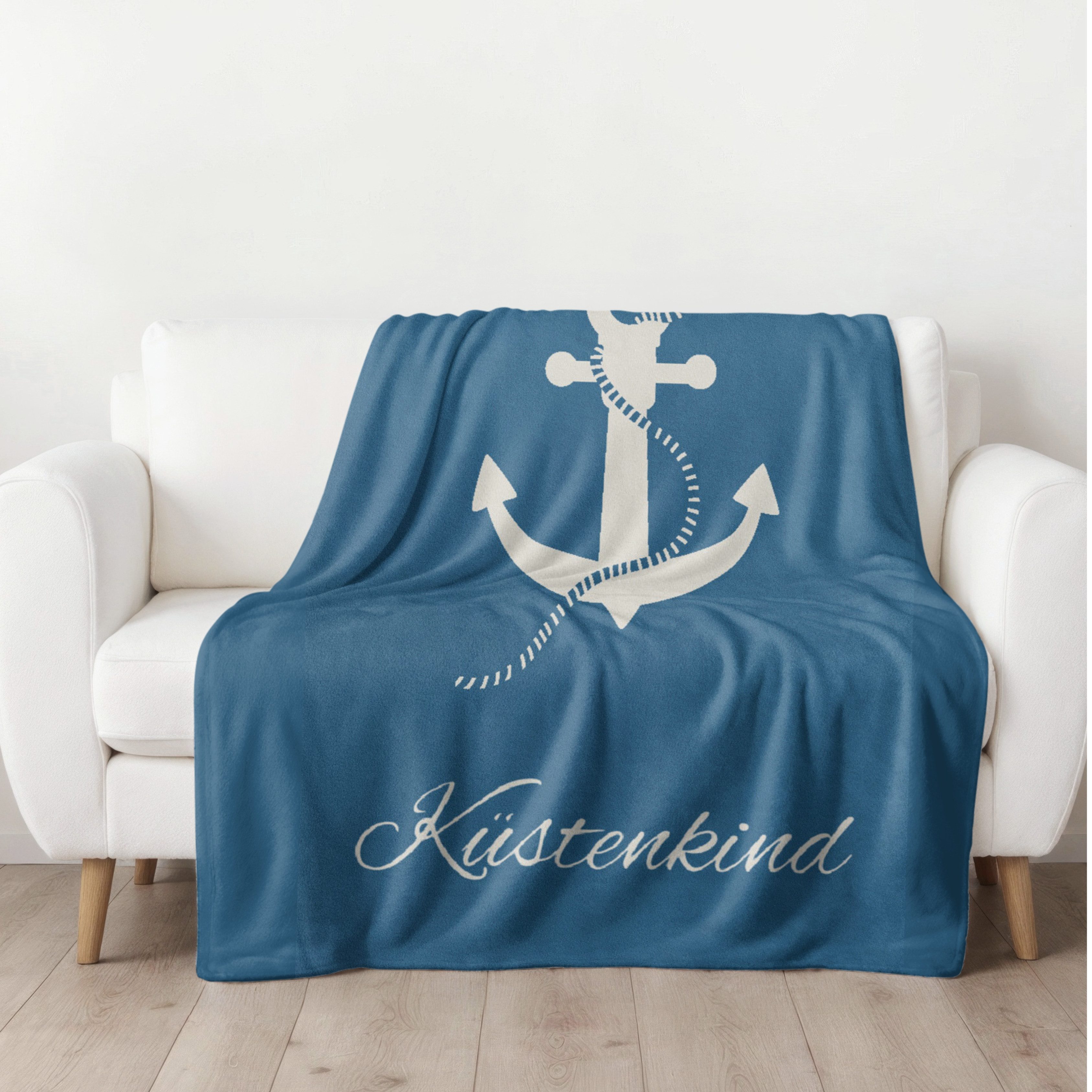 Wohndecke Küstenkind 150x200 cm, maritime Fleece-Decke, Geschenk für Frauen günstig online kaufen