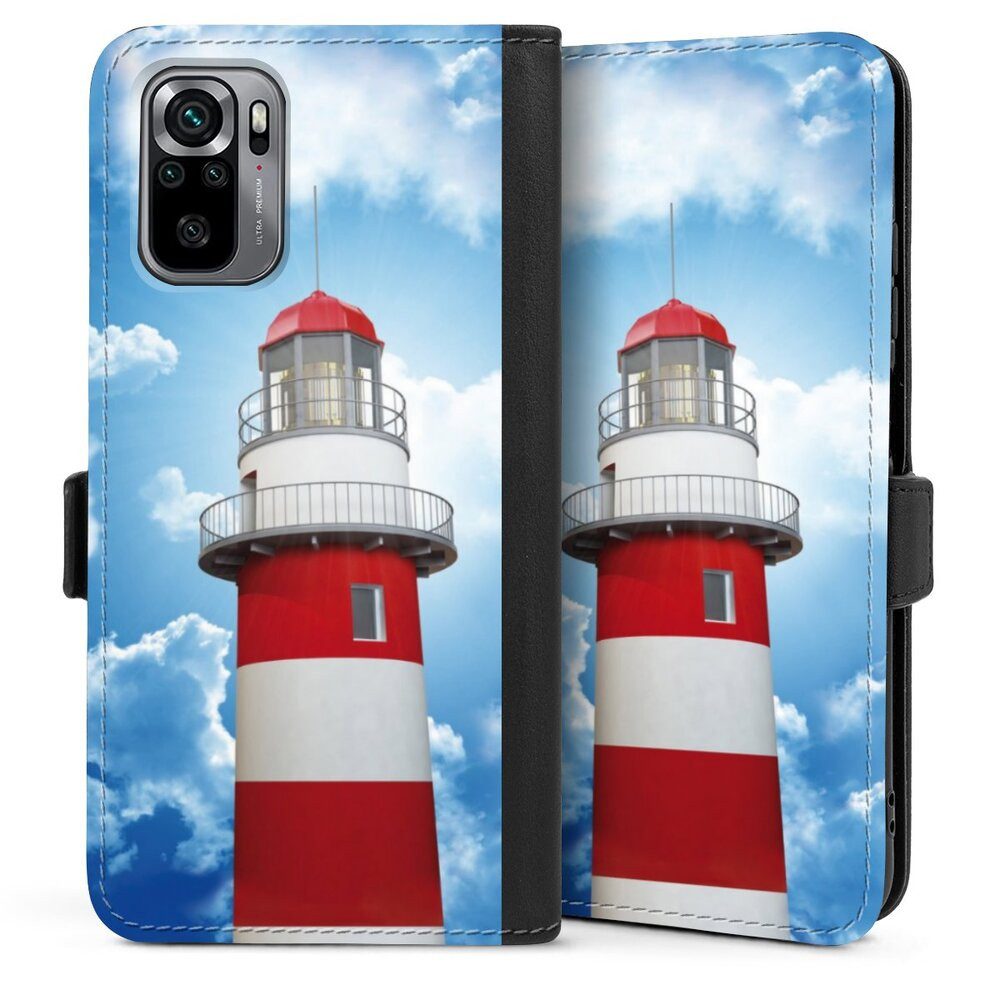 DeinDesign Handyhülle Leuchtturm Wolke Himmel Leuchtturm, Xiaomi Redmi Note 10 4G Hülle Handy Flip Case Wallet Cover