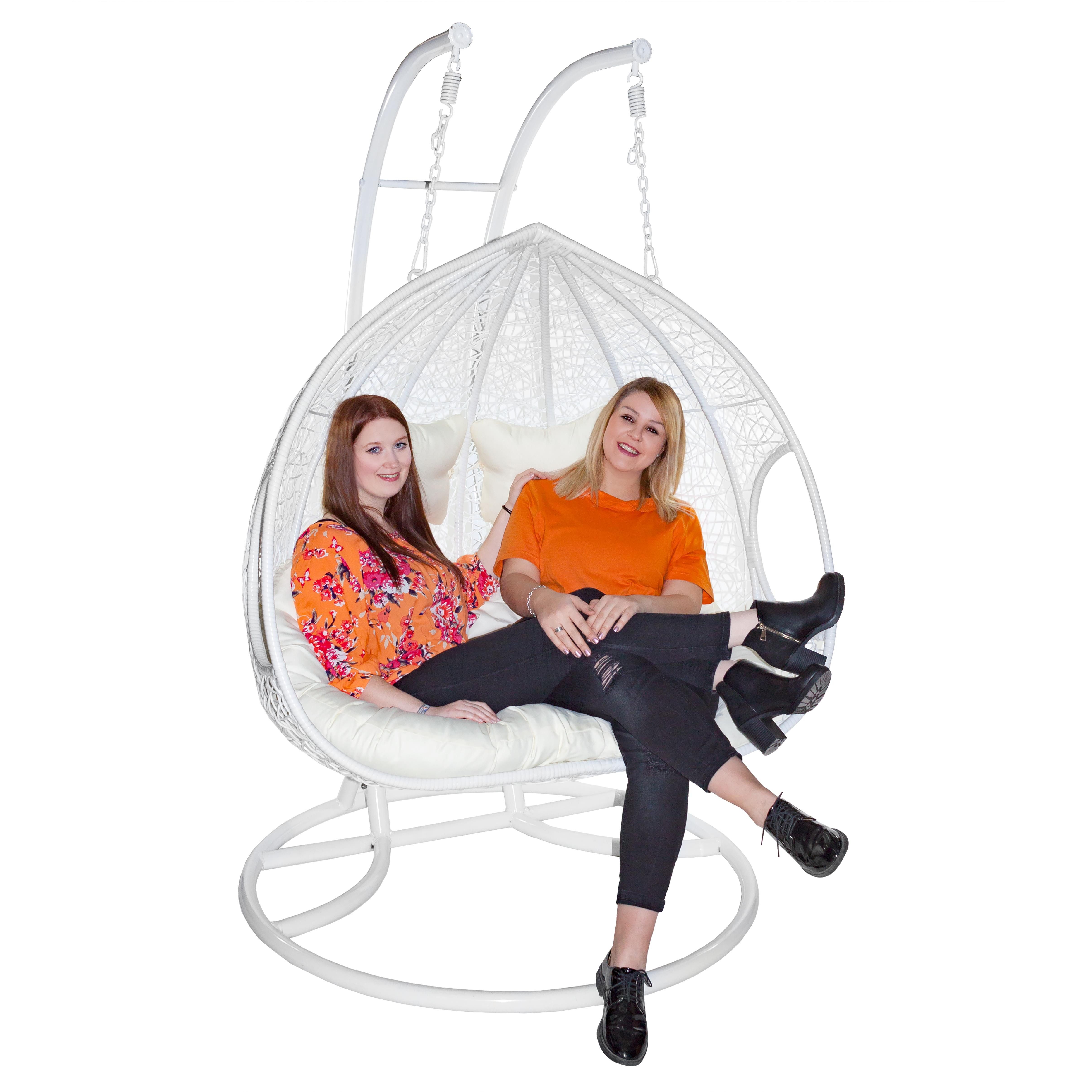 ESTEXO Кресла Подвесноые стулья Hängekorb Poly Rattan mit Gestell 2-Sitzer Schaukel Korb