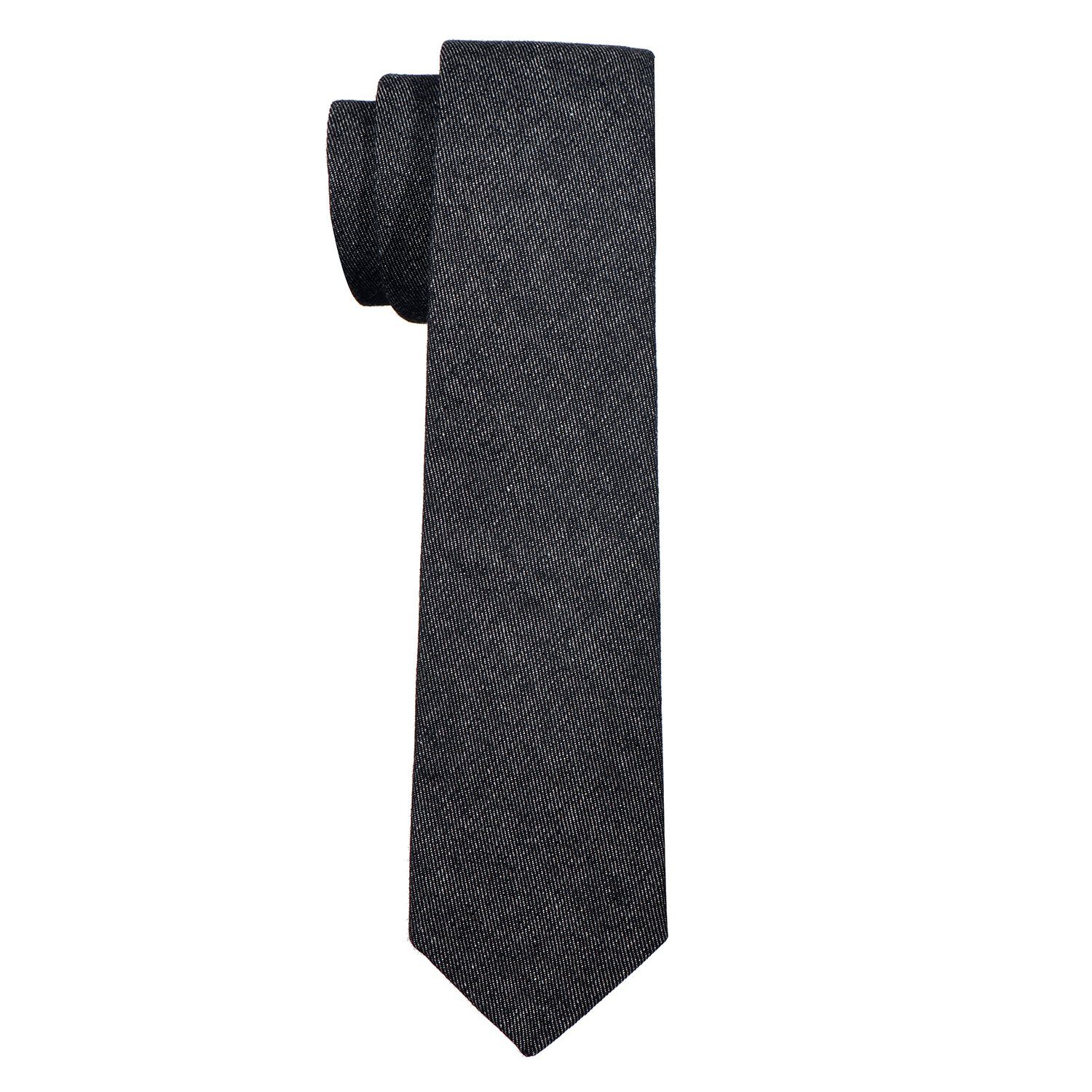 DonDon Krawatte gepunkt cm Baumwolle, 6 1x Herren Veranstaltungen festliche jeans-anthrazit Krawatte) Muster, oder für (Packung, 1-St., verschiedene einfarbig Krawatte und kariert Büro