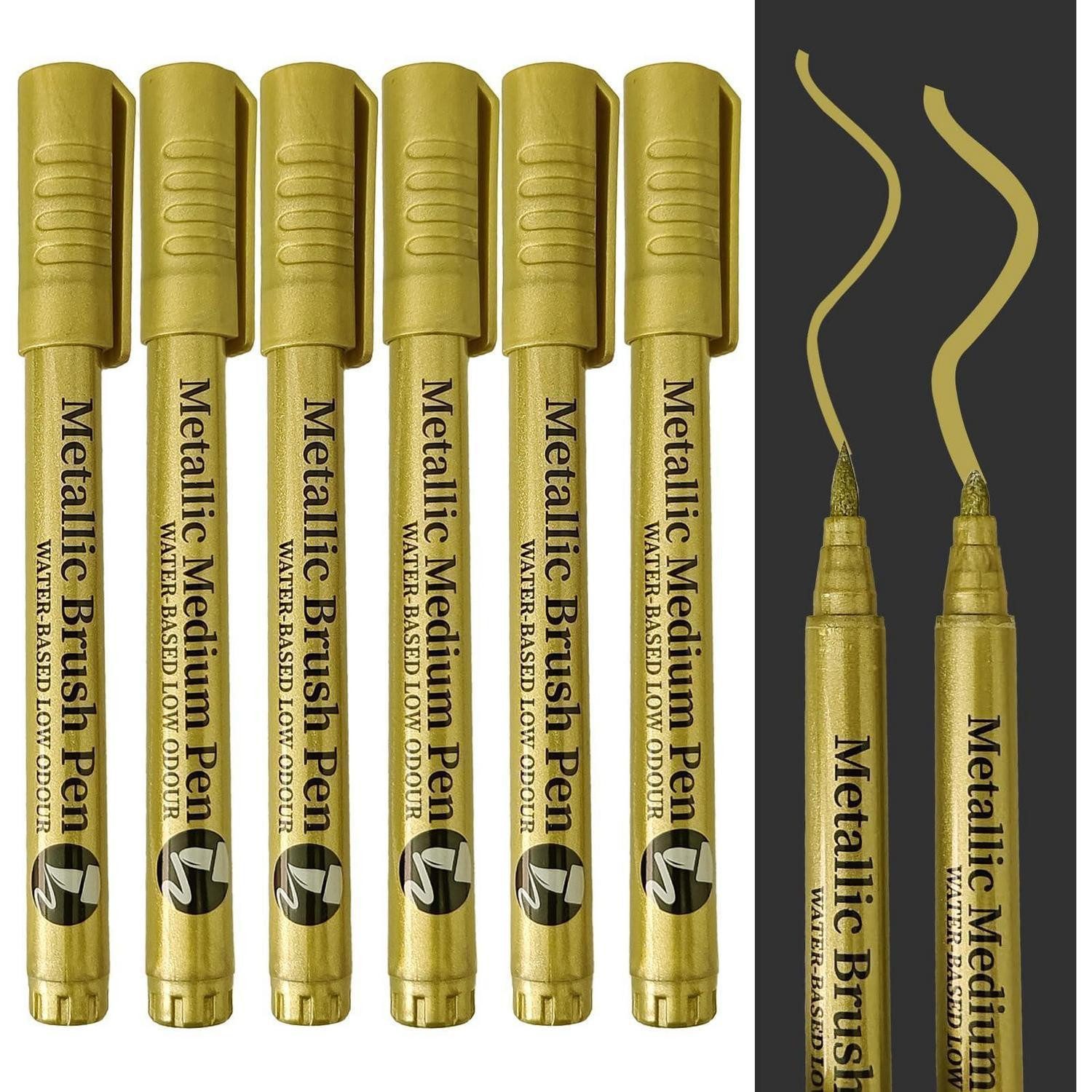 LuxusKollektion Permanentmarker Permanent Marker Gold 6er Set Wasserfest