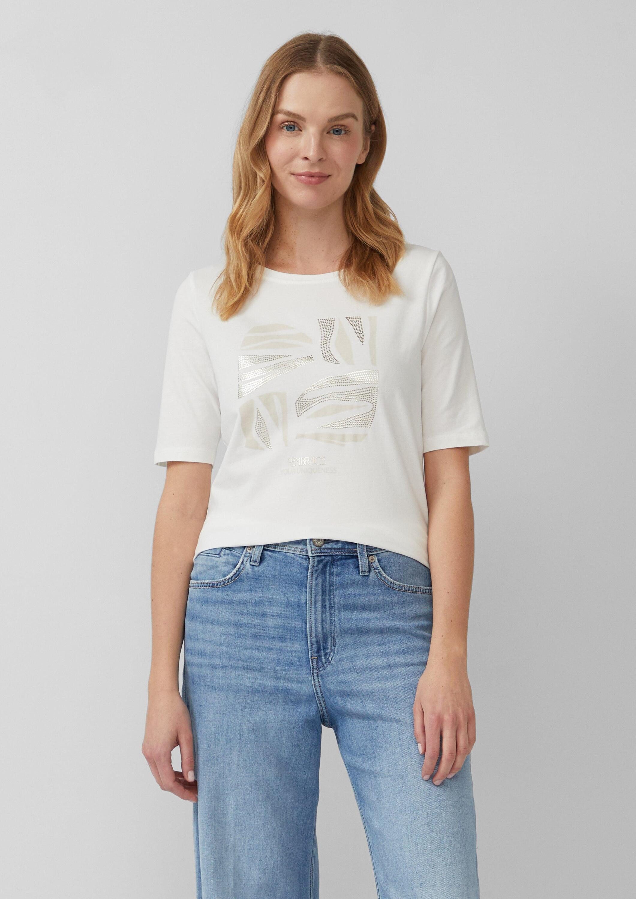 s.Oliver Kurzarmshirt T-Shirt Jersey-T-Shirt im Slim Fit mit Frontprint günstig online kaufen