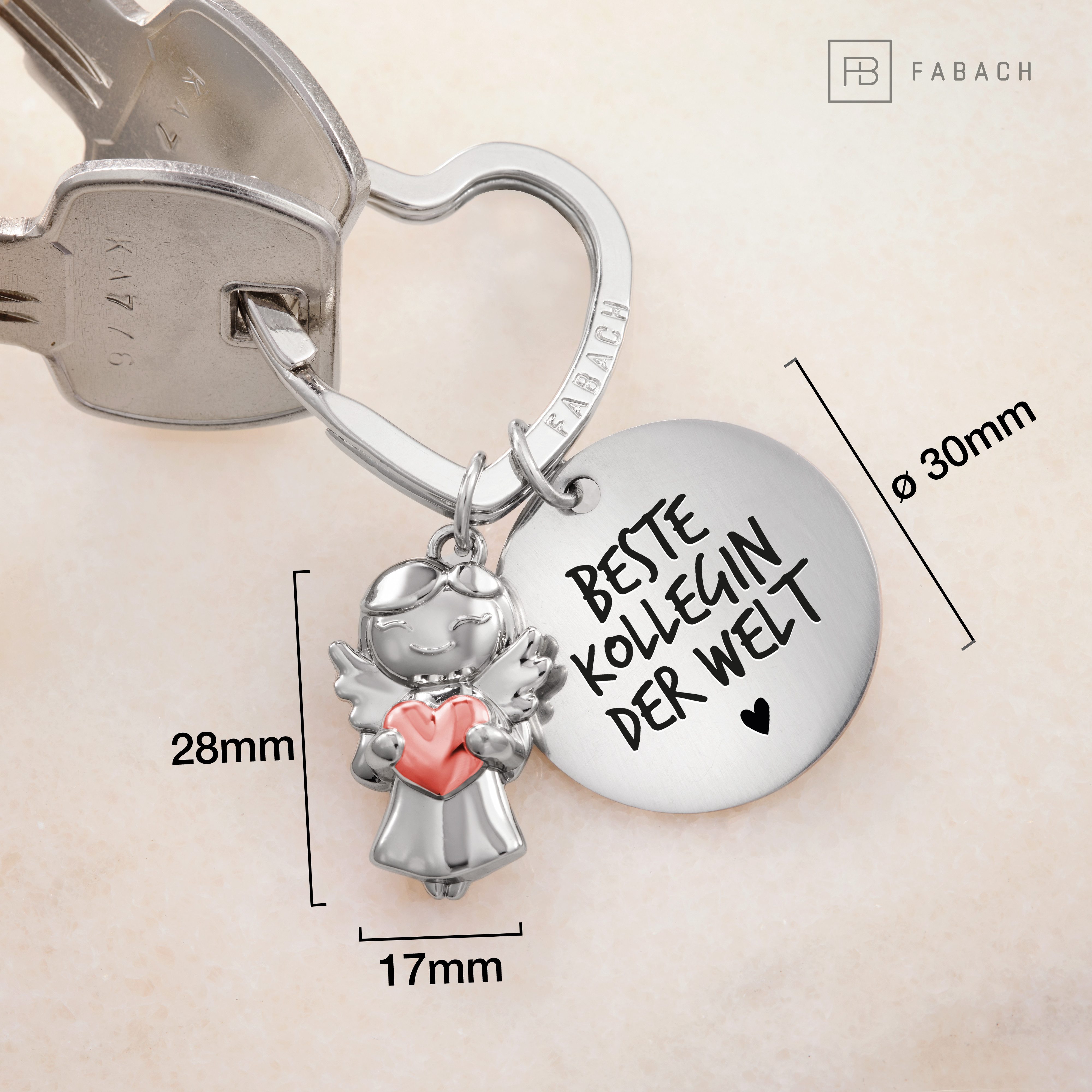 FABACH Schlüsselanhänger Schutzengel Star in Charms Größe mit Gravur "Beste Kollegin" – Bild 4 von 5