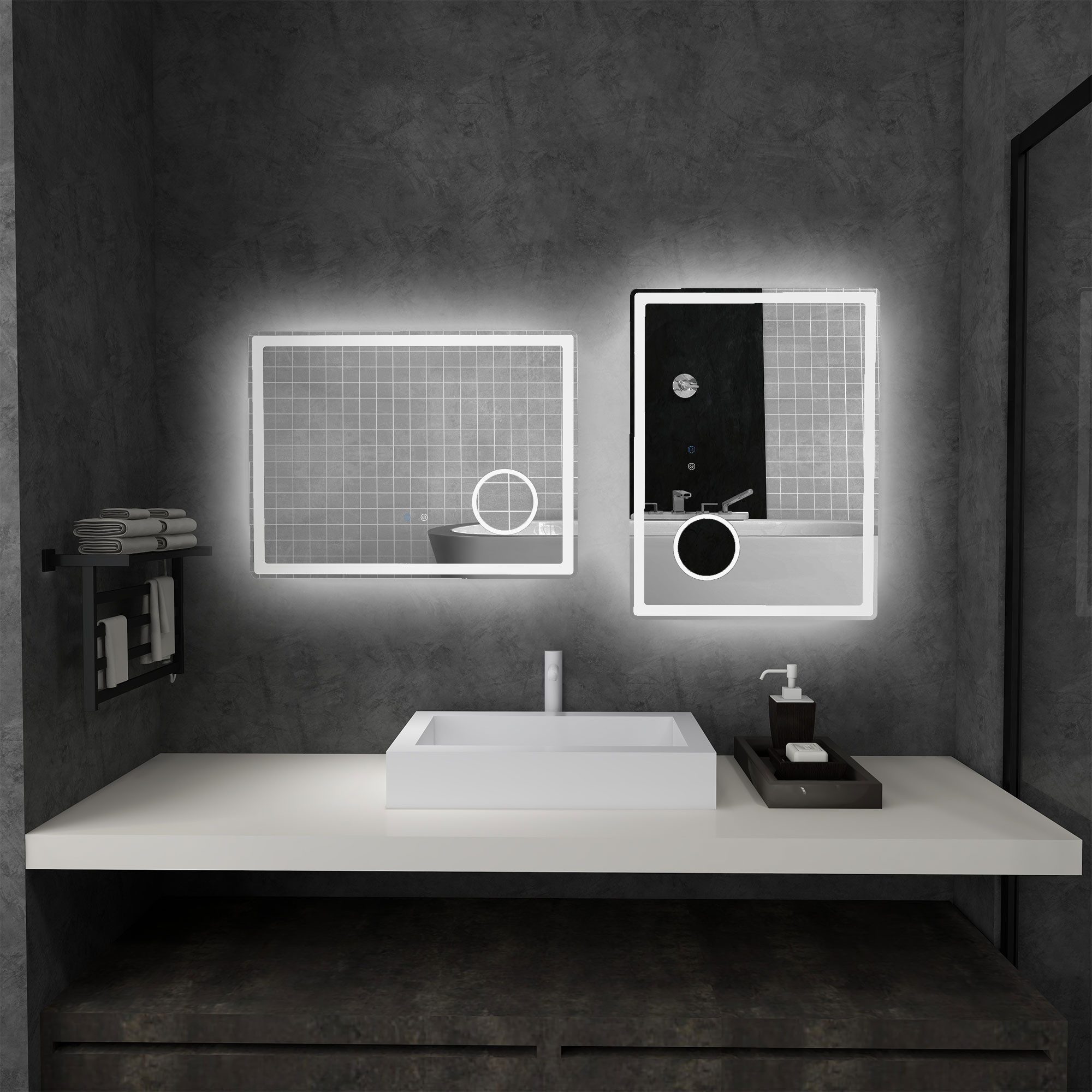 Kleankin Spiegel LED Badezimmerspiegel, Badspiegel mit günstig online kaufen
