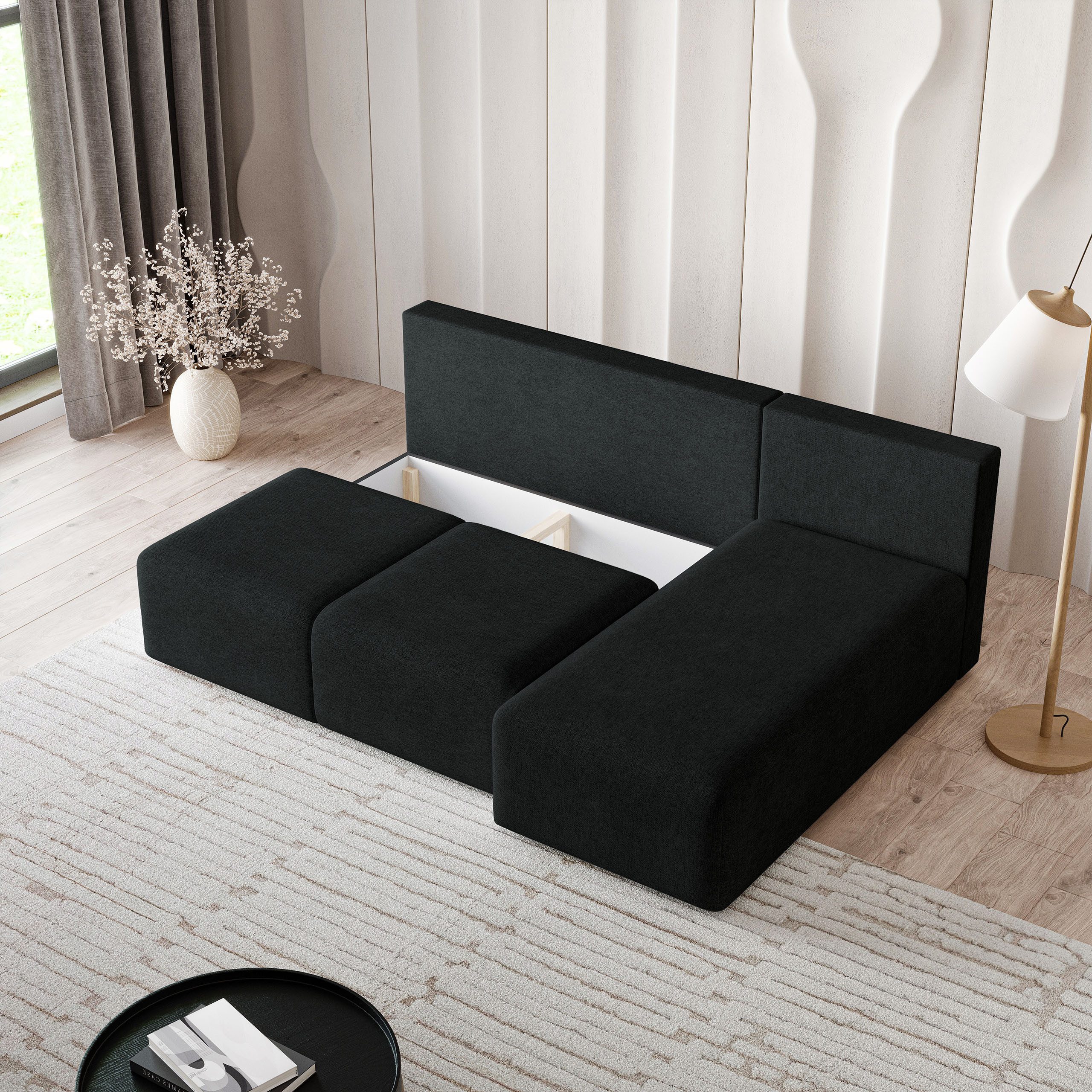 Masseno Ecksofa TRAMA mit Schlaffunktion L-Form, Sofa mit Bettkasten