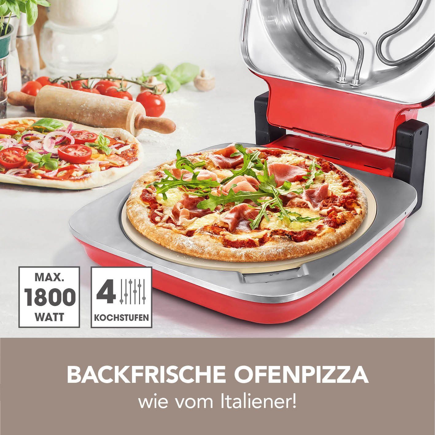 GOURMETmaxx Pizzaofen Elektro inkl. Pizzastein