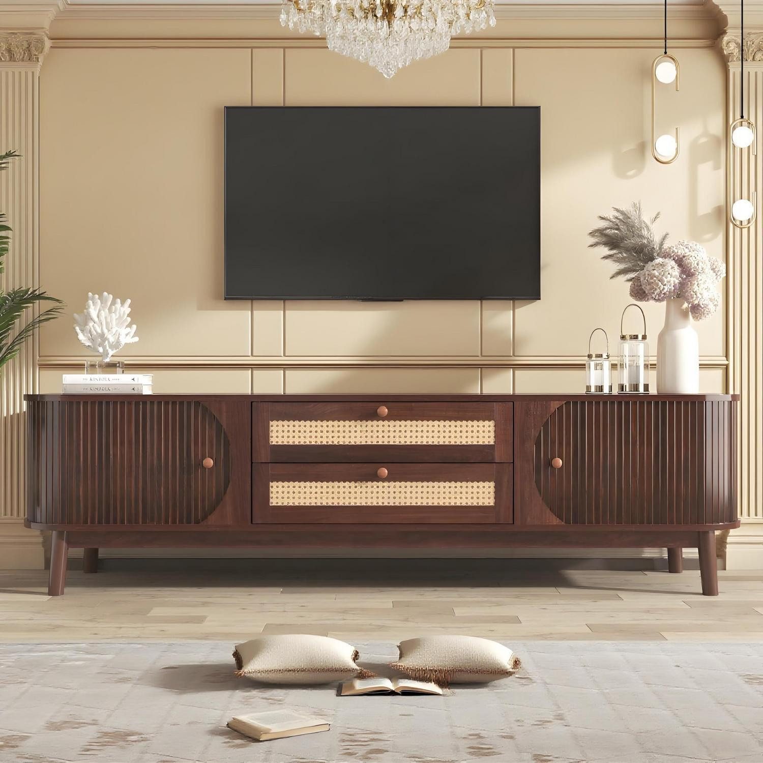 TV-Board TV Möbel Kommode Schubladen Türen Landhausstil Holzfarbe