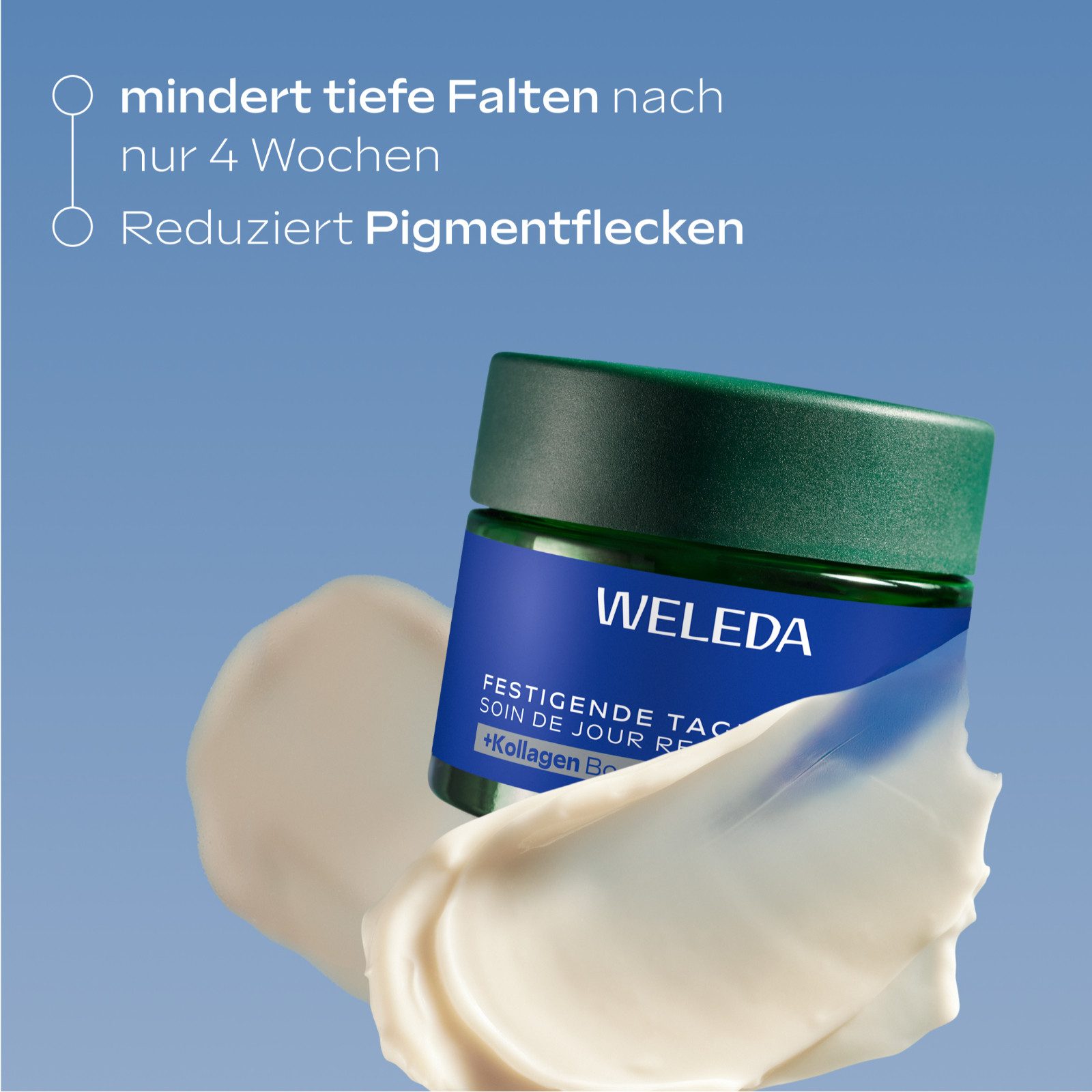 WELEDA Tagescreme FESTIGENDE TAGEPFLEGE BLAUER EINZIAN & EDELWEISS, mindert tiefe Falten & Pigmentflecken, steigert den Kollagengehalt
