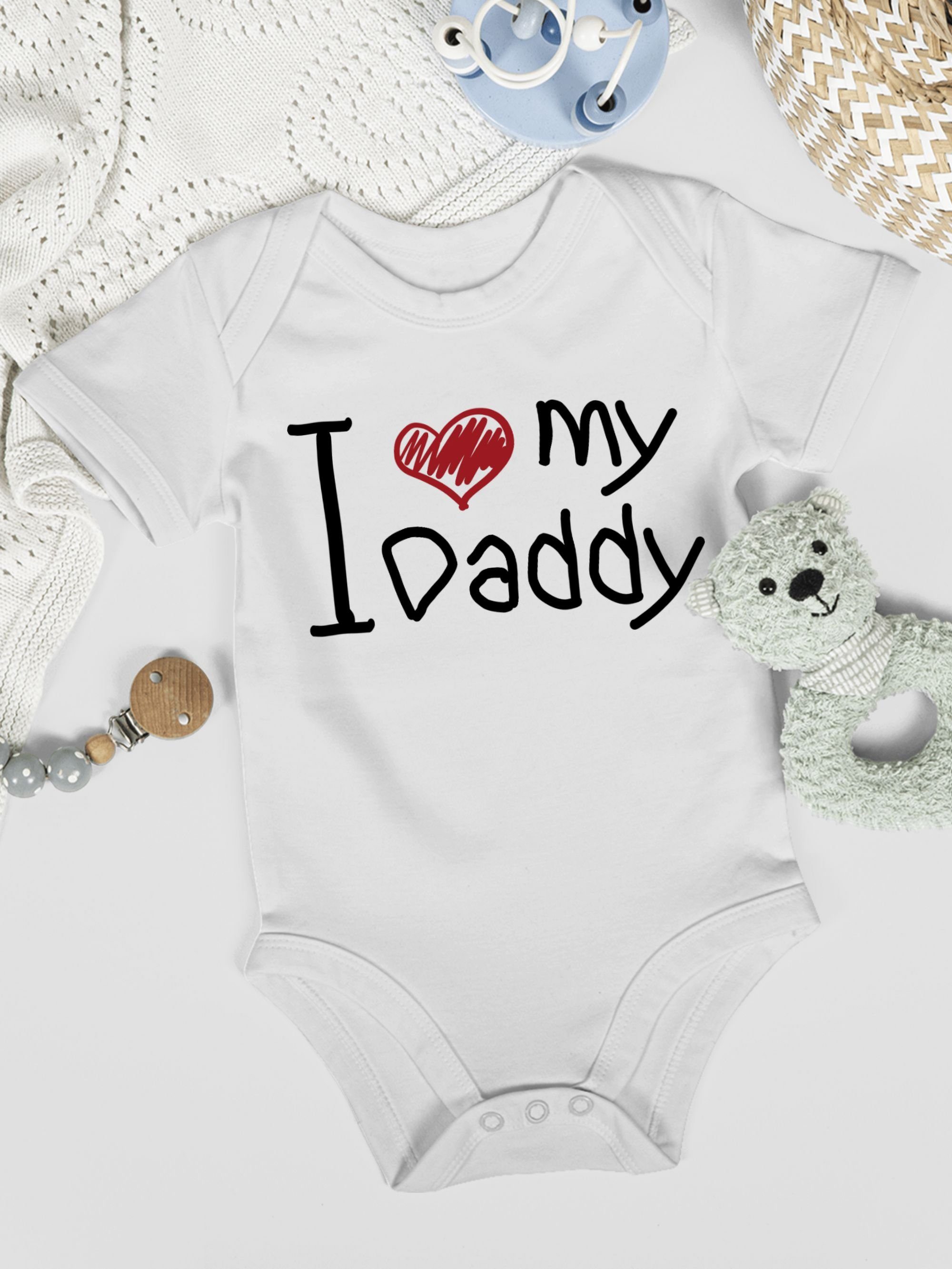 Shirtracer Shirtbody I love my 1 Daddy Geschenk schwarz Weiß quer Vatertag Baby