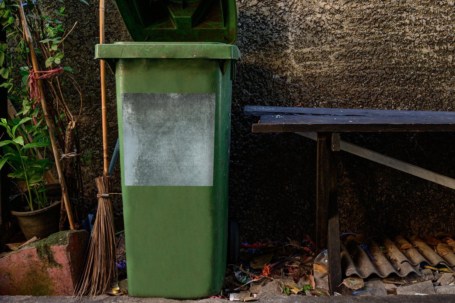 Wandsticker Verwitterung Beton Abfalbehälter - - Design St), MuchoWow Mülltonne, Mülleimer-aufkleber, - Vintage (1 Container, Sticker,