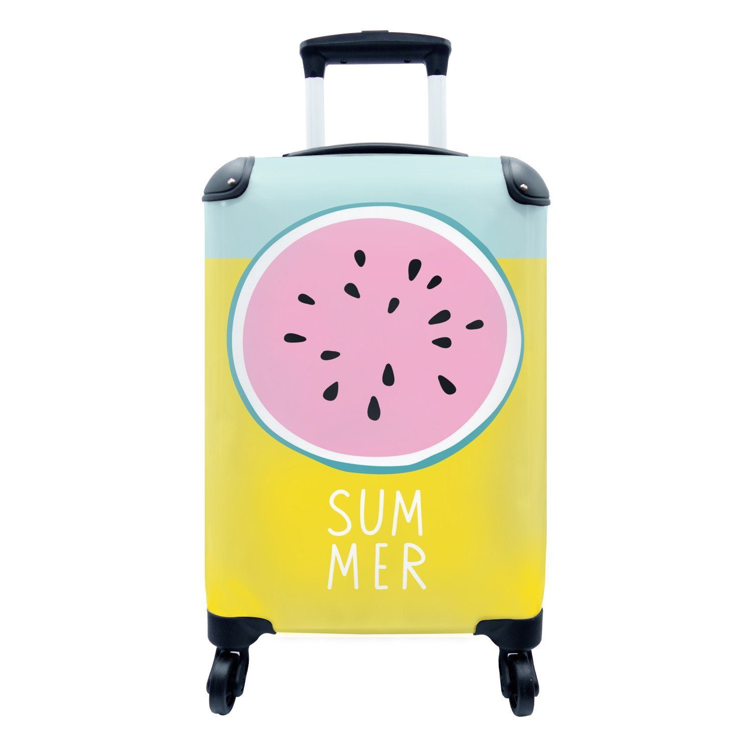 MuchoWow Handgepäckkoffer Wassermelone - Obst - Gelb, 4 Rollen, Reisetasche mit rollen, Handgepäck für Ferien, Trolley, Reisekoffer