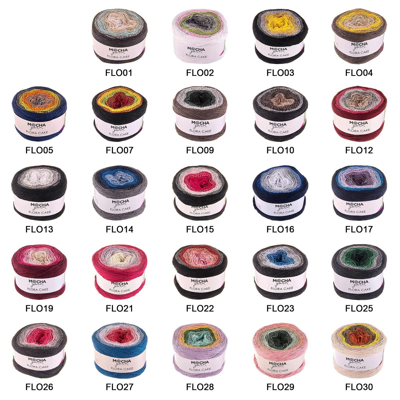 mochayarn 2 x 250g Farbverlaufsgarn Flora Cake Häkelwolle, 900 m, FLO30 orange-grün-gelb-creme