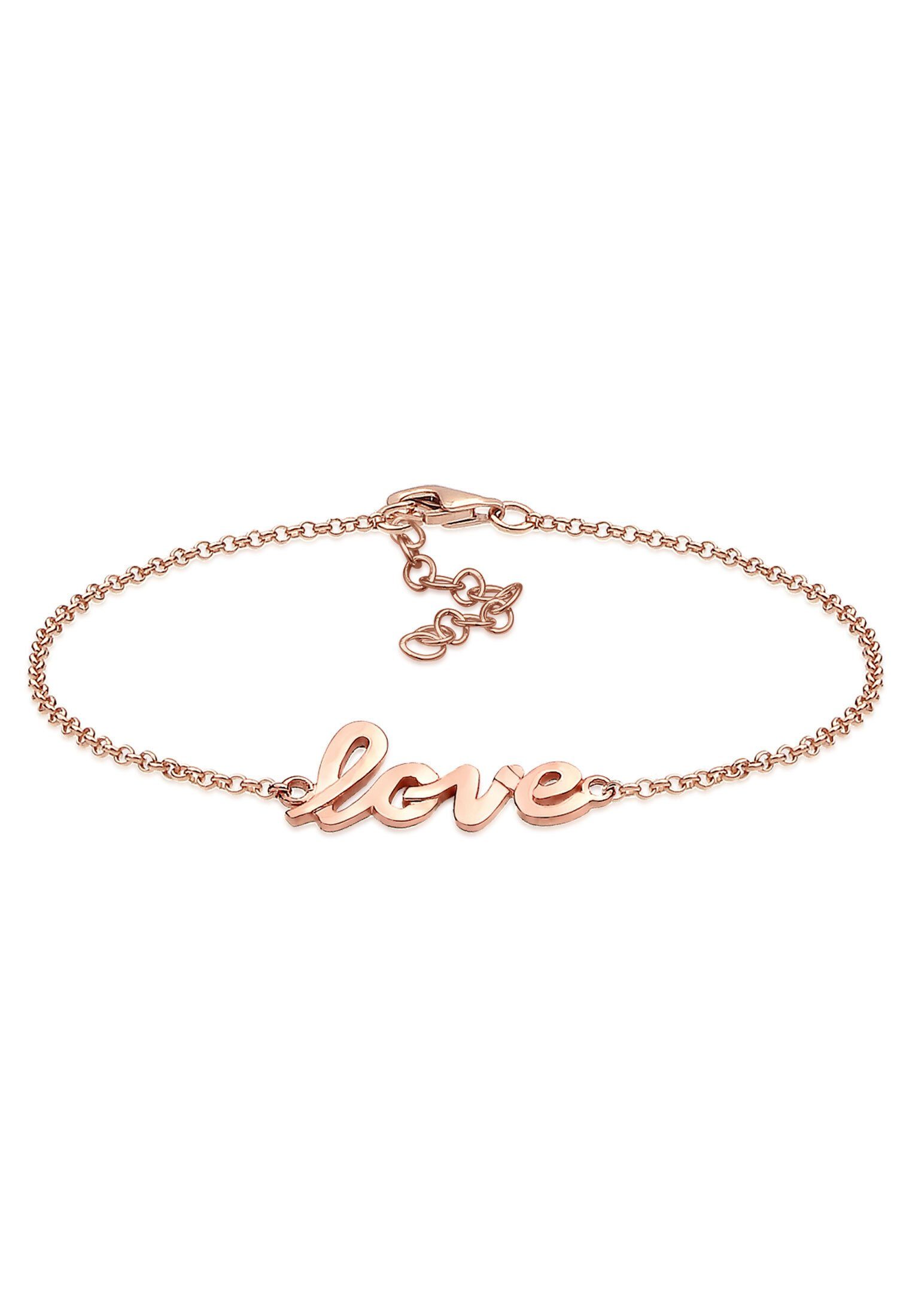 Elli ROSÉGOLD Schriftzug Silber Armband "Love" 925 mit