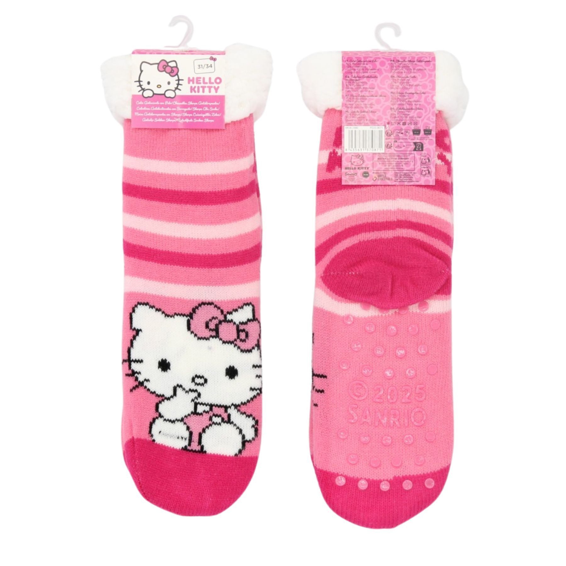 Disney Frozen Socken Hello Kitty 1-Paar Flauschige Sherpa Kinder Socken mit Anti Rutsch (Single Pack, 1 Paar) Flauschige Sherpa Socken mit ABS Anti Rutsch