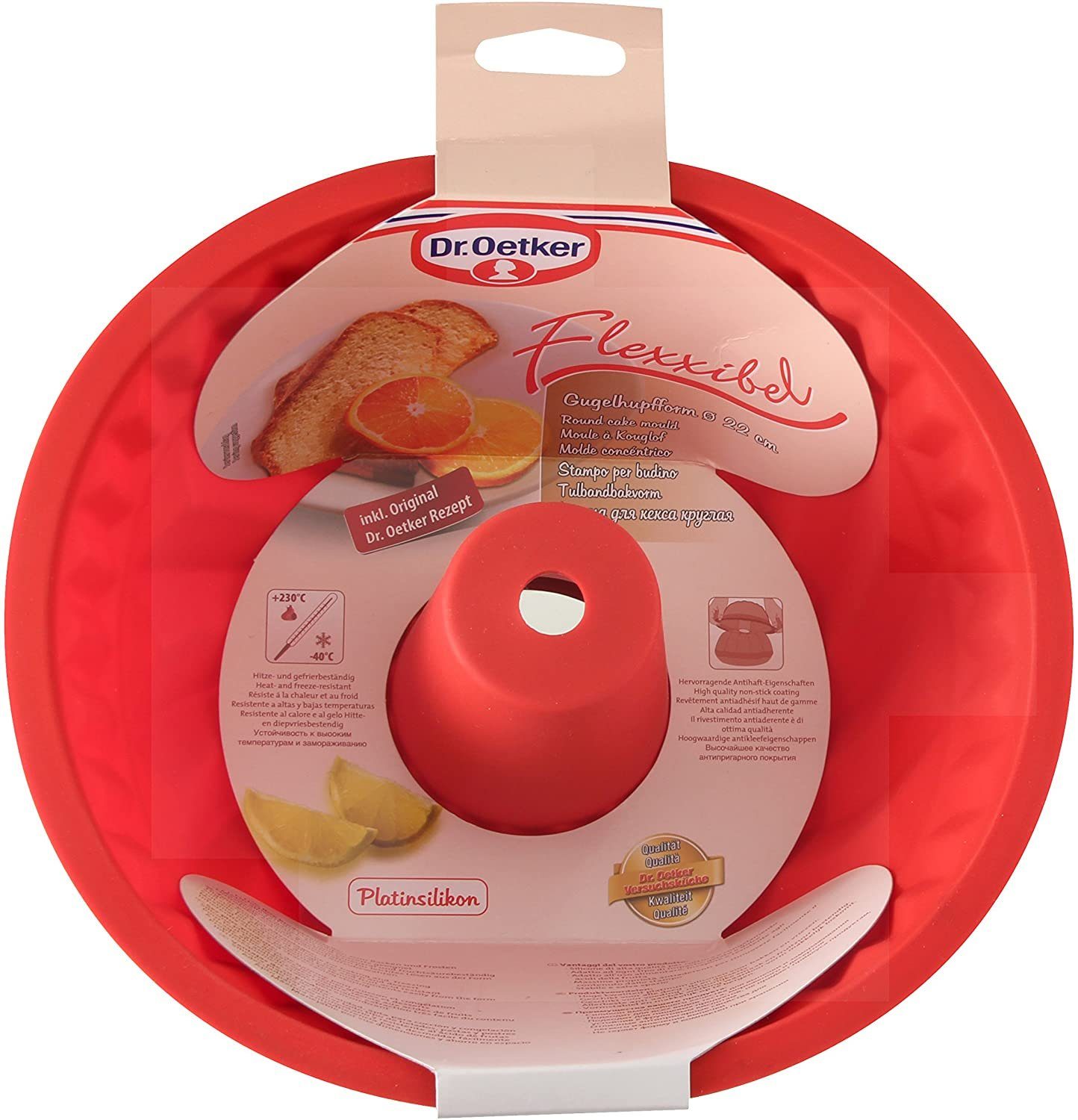 Dr. Oetker Küchenhelfer Gugelhupfform Dr. Oetker - Silikon Backform Flexxibel Gugelhupf 1269 Rot Ø 22cm, (1-tlg), Antihaft-Wirkung