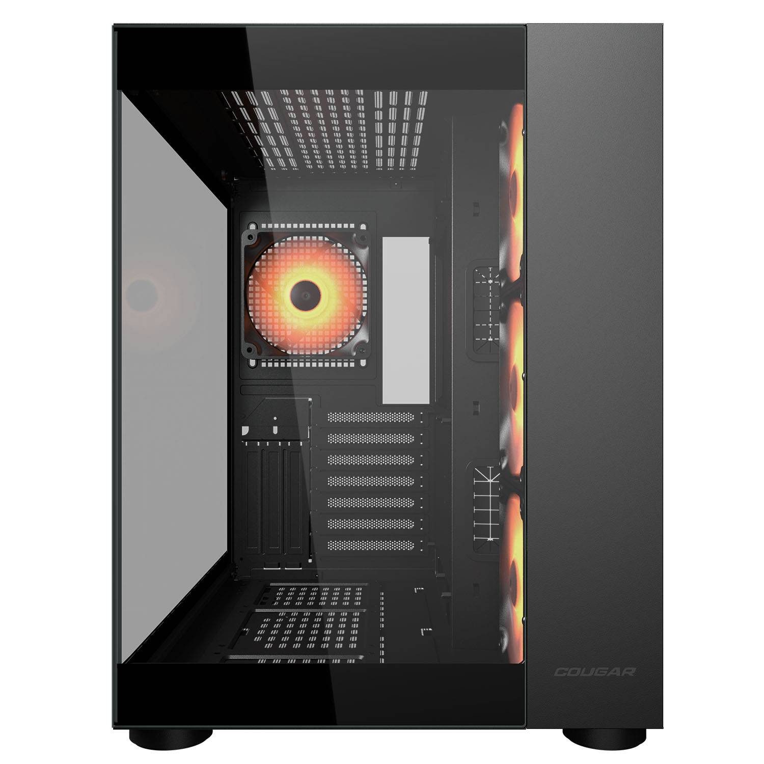 Cougar Gaming-Gehäuse FV150 BK, Midi-Tower, USB/Audio, 2x USB 3.0, 1x USB 3.2 Gen2 Type-C, ATX, schwarz, 4 Lüfter vormontiert