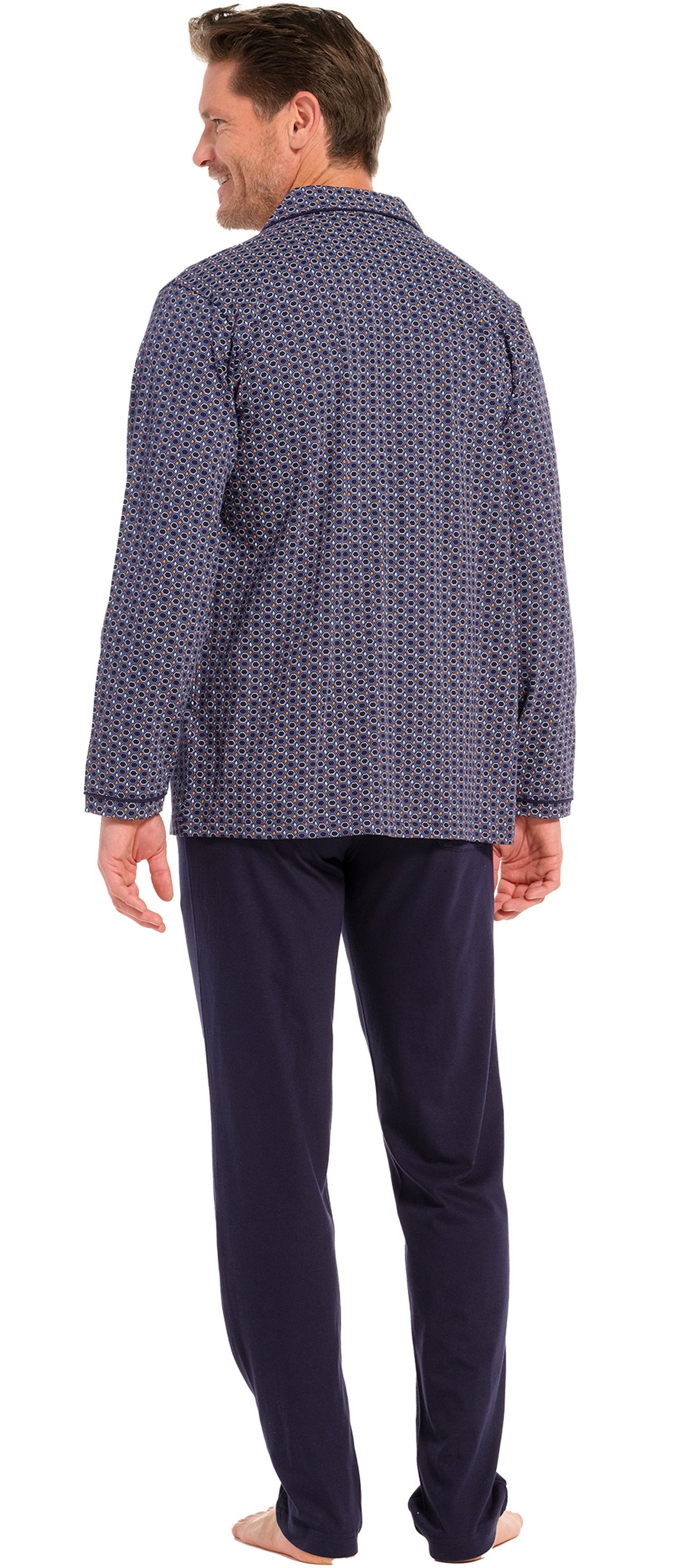 Pastunette Schlafanzug Herren Pyjama lang geknöpft (2 tlg) Baumwolle