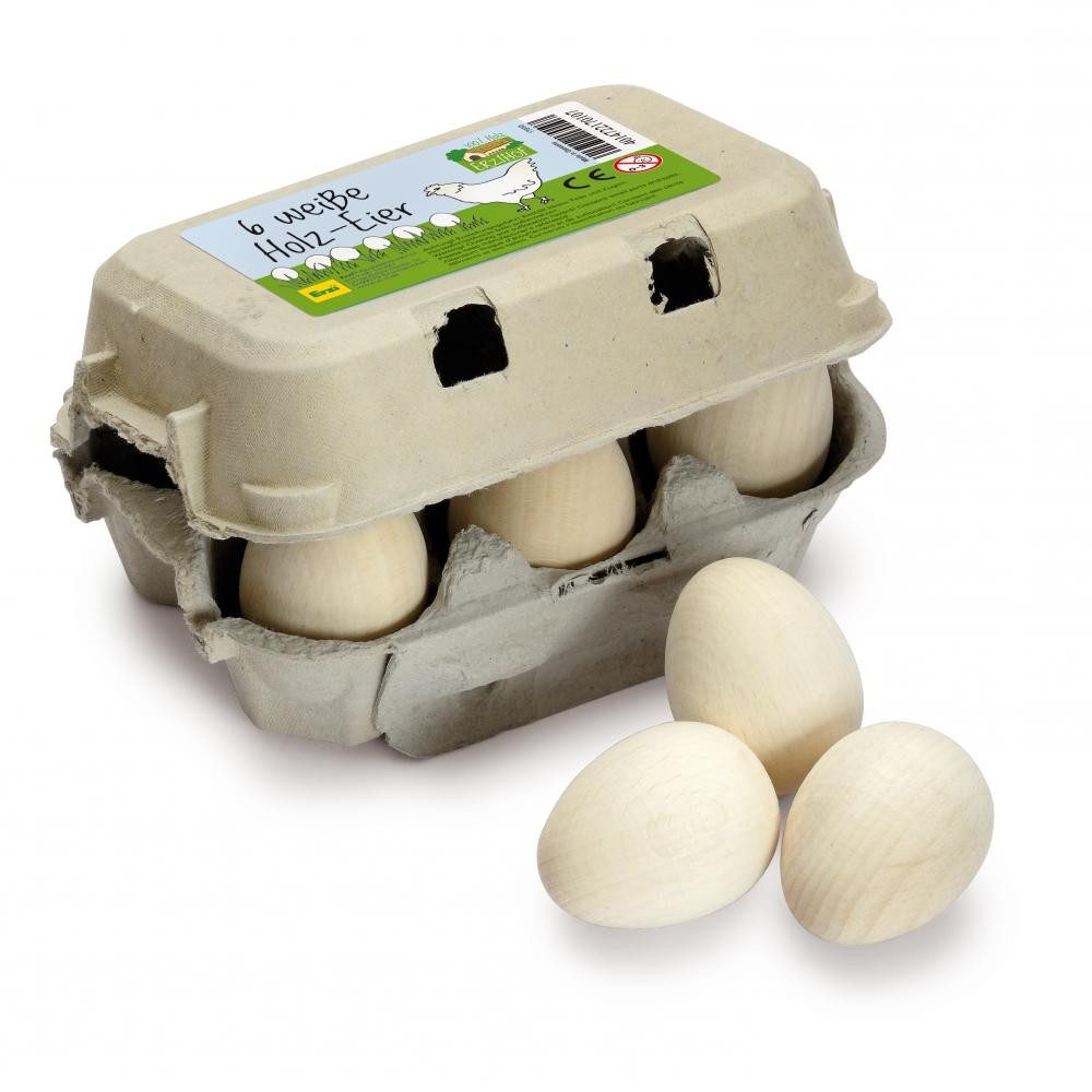 Erzi® Spiellebensmittel 6 Eier weiß, im Karton, (Set, 7-tlg., 1), Made in Germany
