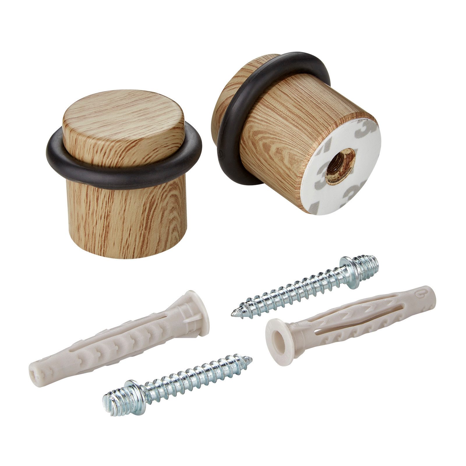 SO-TECH® Türstopper STOPPER, Durchmesser 36 mm, Höhe 32 mm, für den Boden, Zum Schrauben und Kleben, Stahl, Eichendekor