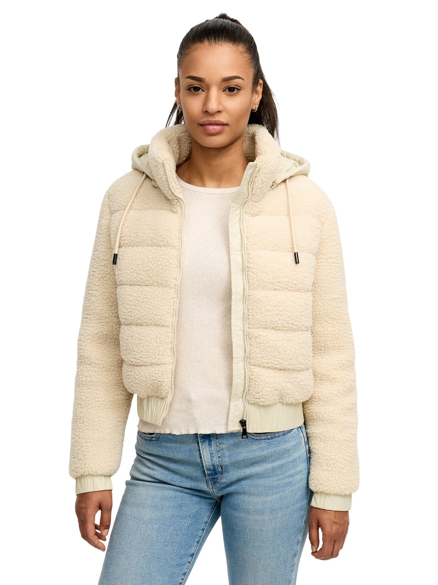 Tazzio Winterjacke F804 mit Kapuze, im Bomber-Style & komplett Teddy-Look günstig online kaufen