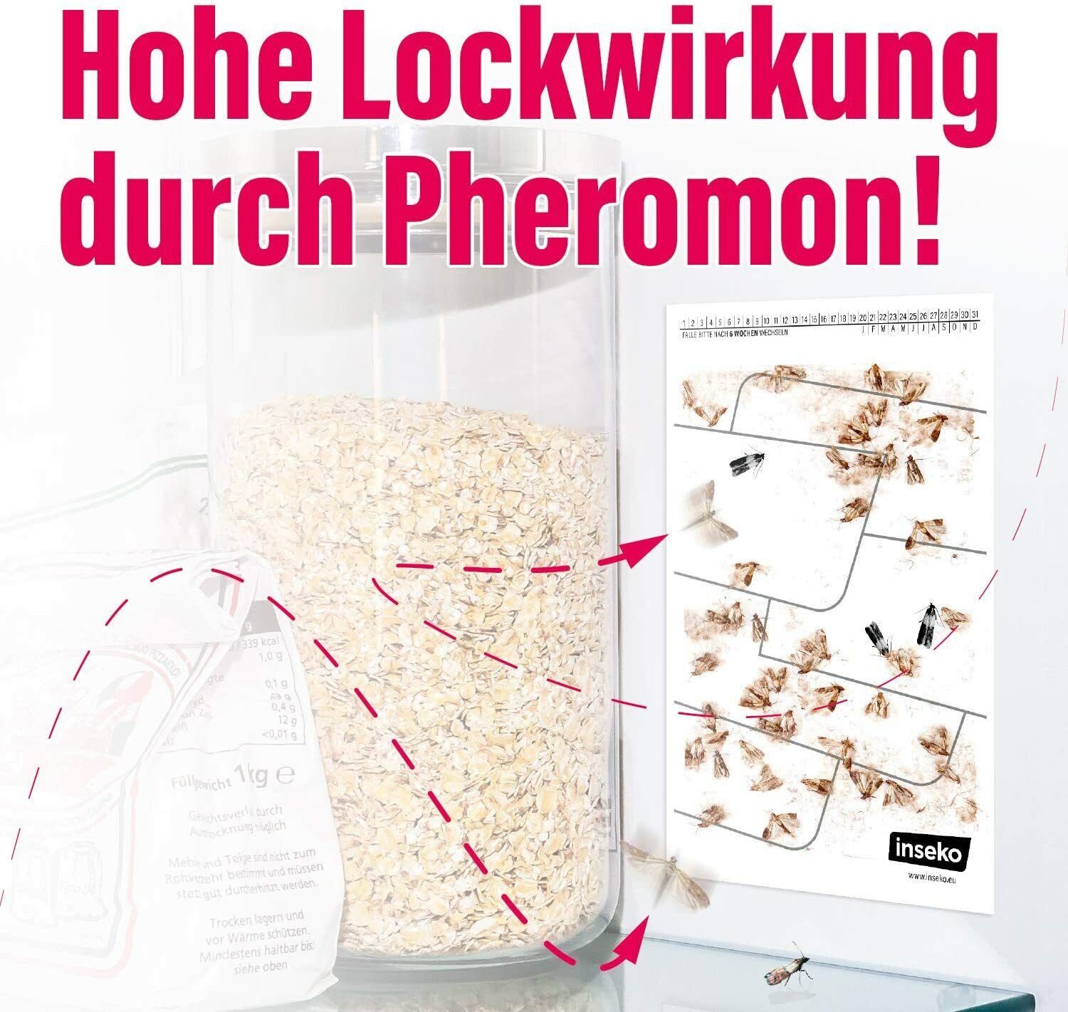 Inseko Klebefalle 16x inseko Lebensmittelmotten Falle I insektizidfrei und geruchlos, Pheromonfalle gegen Lebensmittelmotten und zur Befallsermittlung – Bild 4 von 5