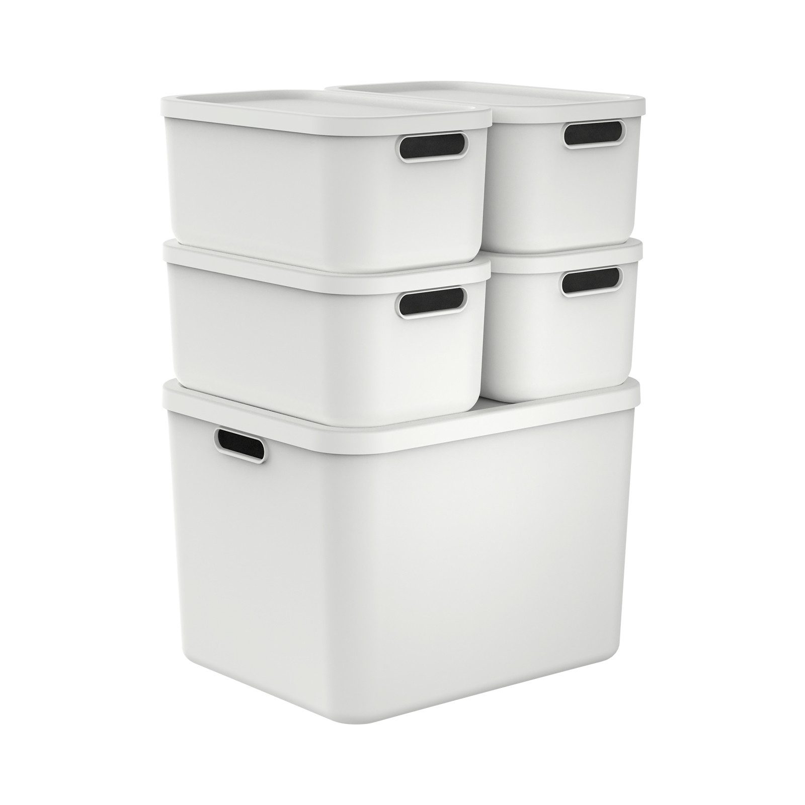 Stapelbox Albula Light Set 5tlg. 4x 12l und 55l Aufbewahrungsboxen mit Deckel