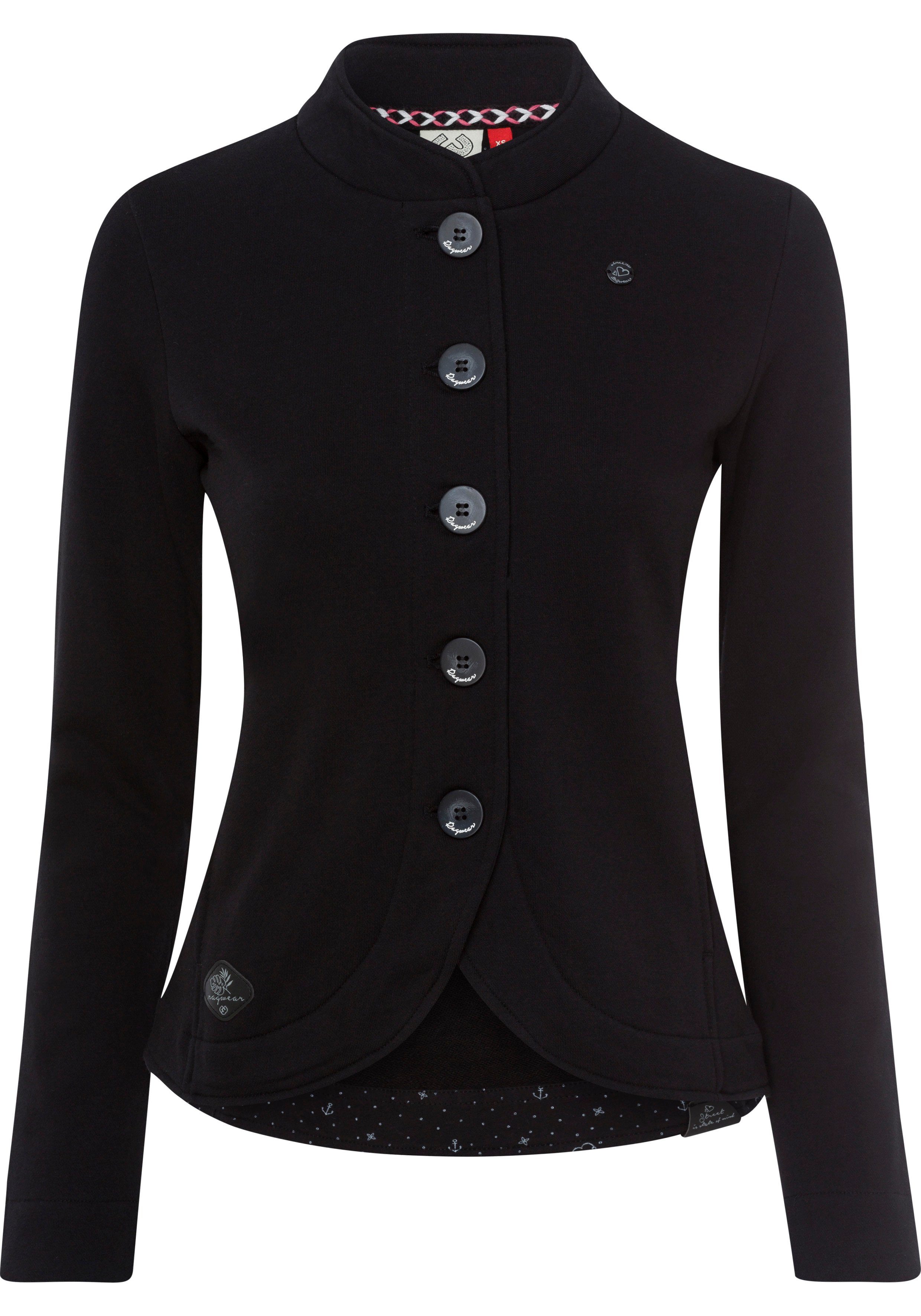 Ragwear BLACK Sweat-Blazer AVALINA maritimer Sweatjacke O mit Kontrast-Details