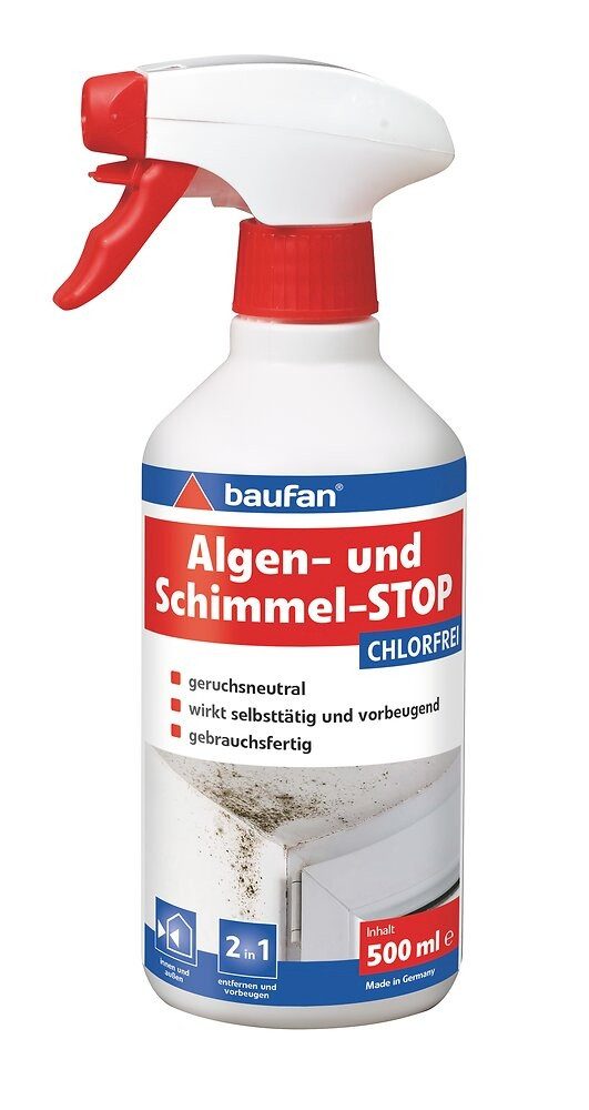 baufan® Algen- und Schimmel-STOP chlorfrei 500 ml Grünbelagsentferner Schimmelentferner (effektiven Entfernung von: Schimmel,Algen & Grünbelägen)