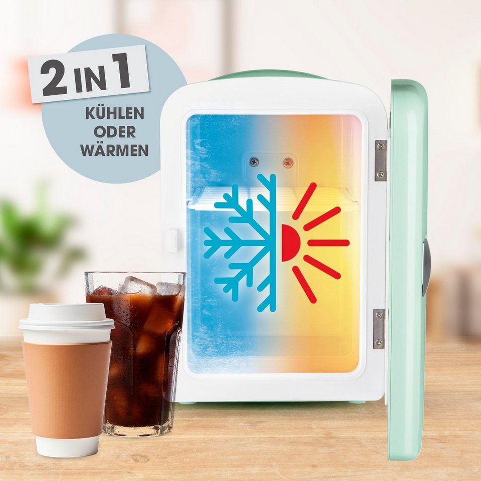 GOURMETmaxx Kinder-Kühlschrank Mini-Kühlschrank Retro - Zum Warm- &  Kühlhalten - Mint