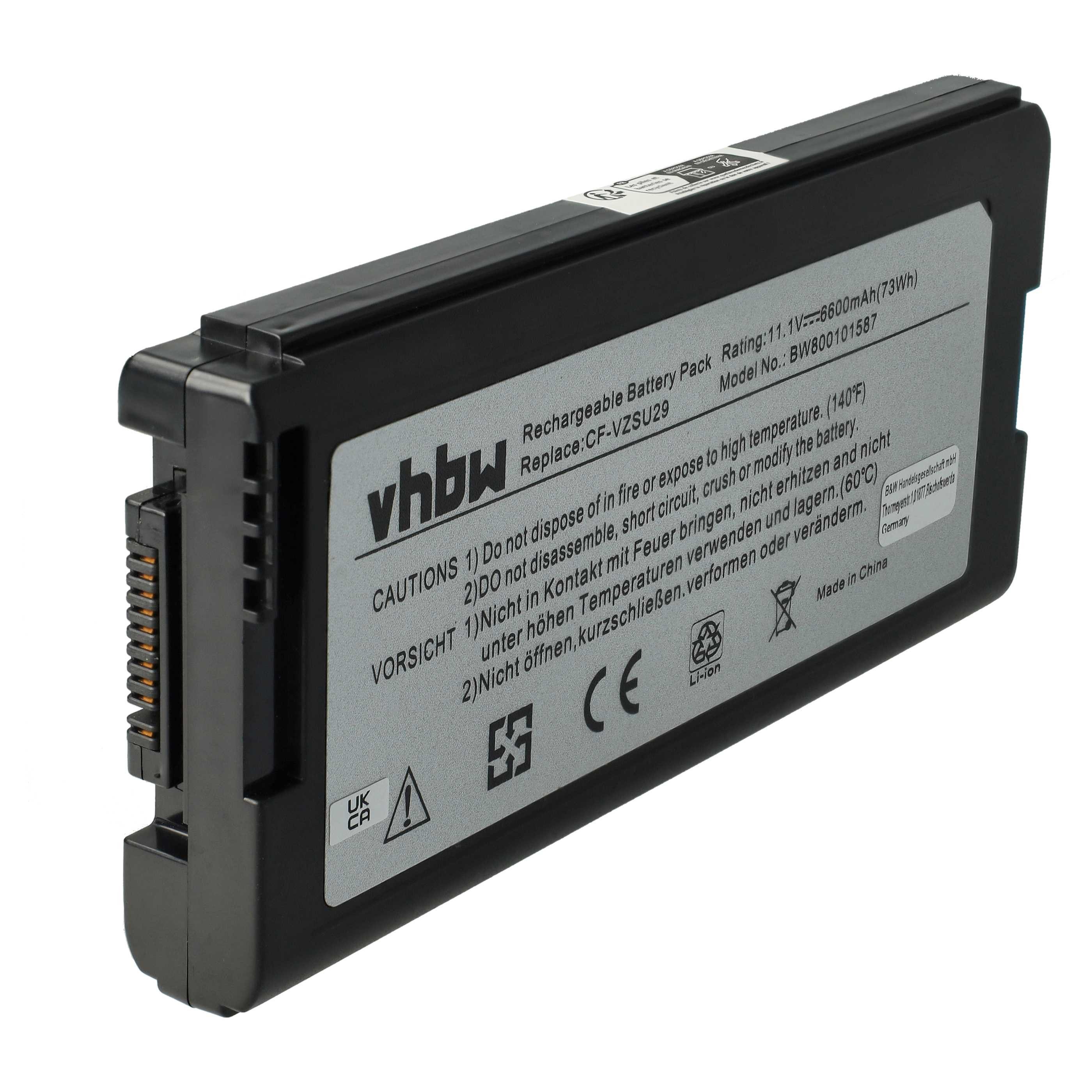 vhbw Akku Ersatz für Panasonic CF-VZSU29, CF-VZU29A für Notebook, Netbook Laptop-Akku Akku Li-Ion 6600 mAh (11,1 V, 1 St), Leistungsfähiger Austausch-Akku für Notebook, Wiederaufladbar, Jede