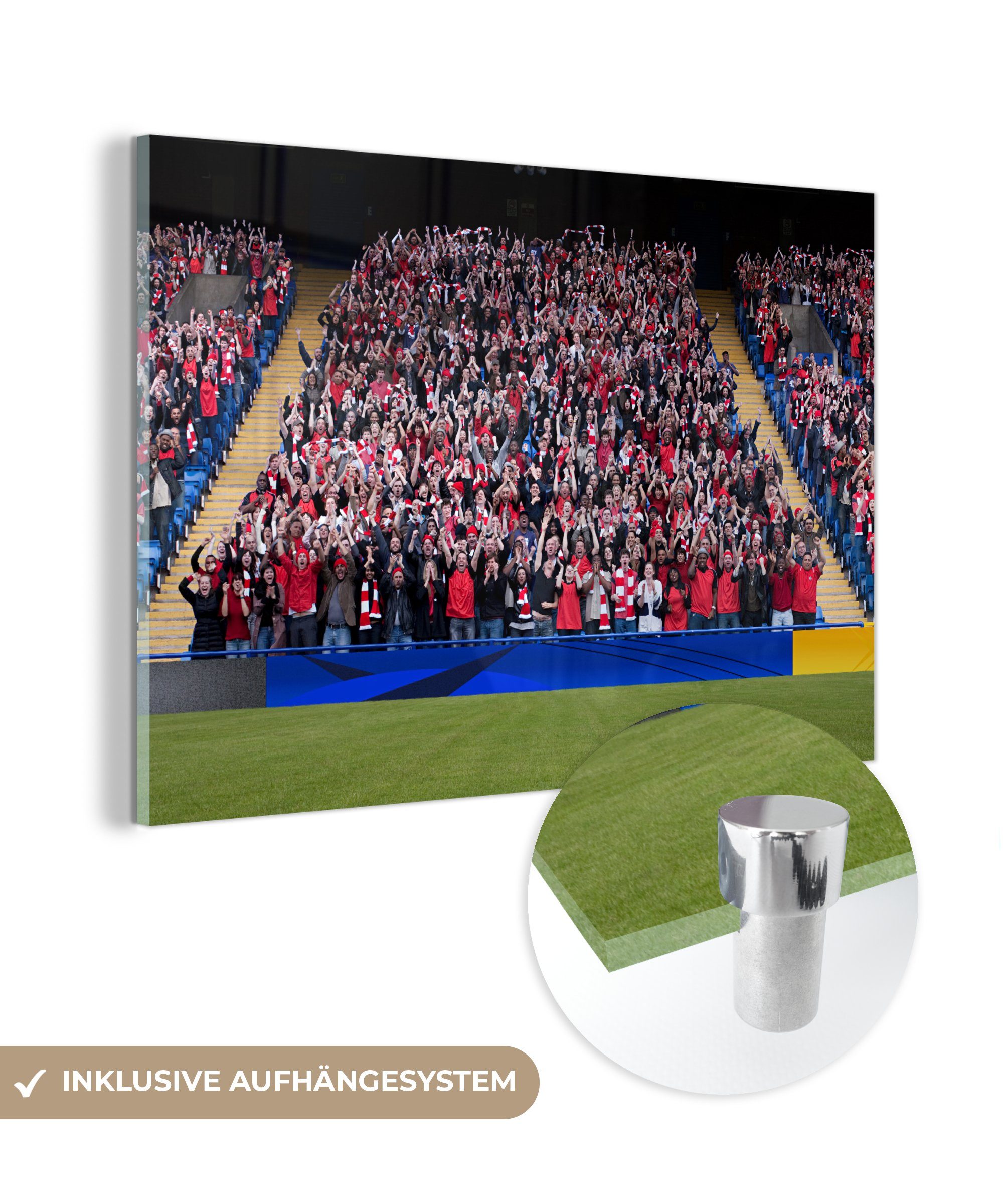 MuchoWow Acrylglasbild Menschen (1 St), & Schlafzimmer Acrylglasbilder Fußballstadion, Wohnzimmer im