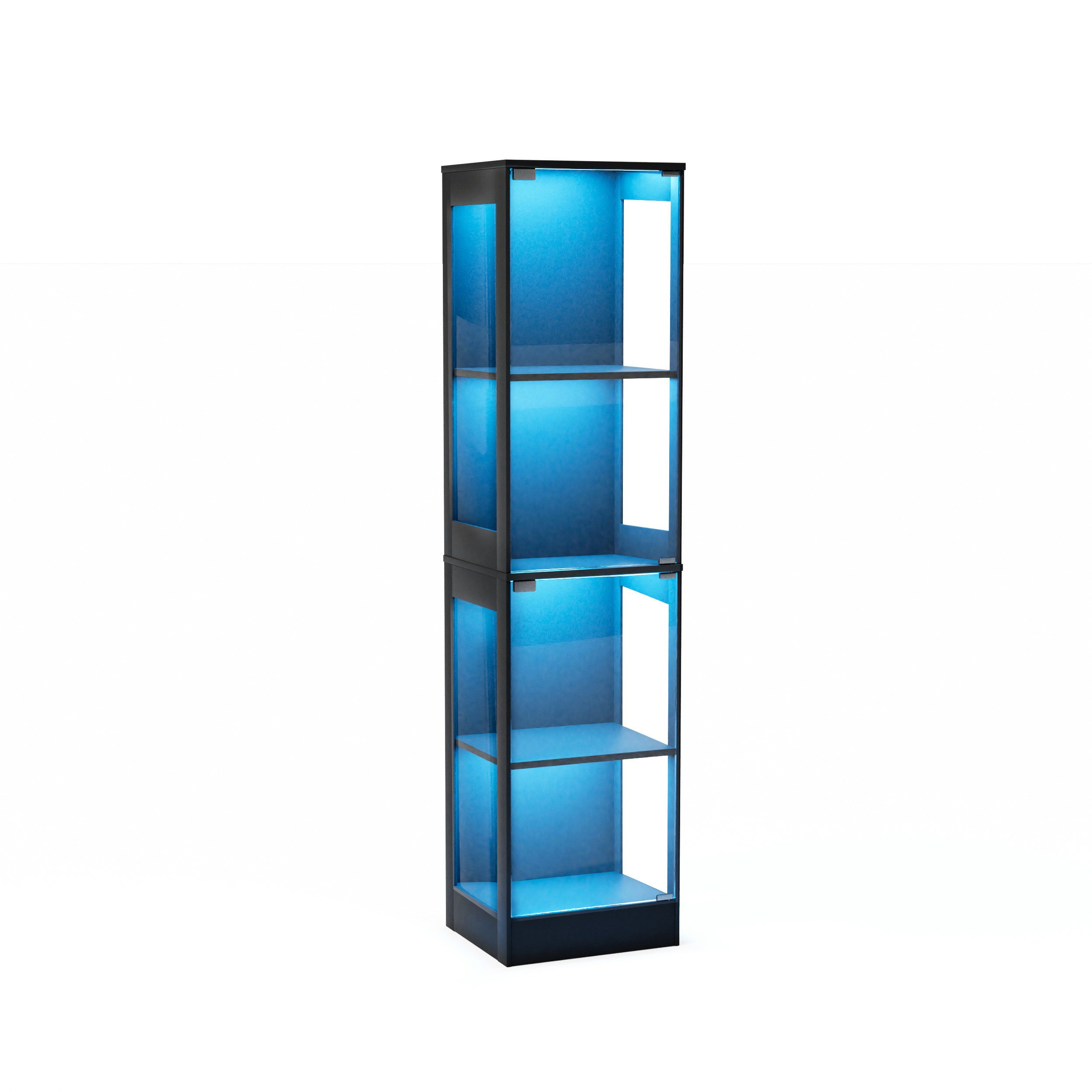 Fine Life Pro Standvitrine 4-stöckige Glasvitrine 40×35×165 cm – mit LED & Bewegungssensor