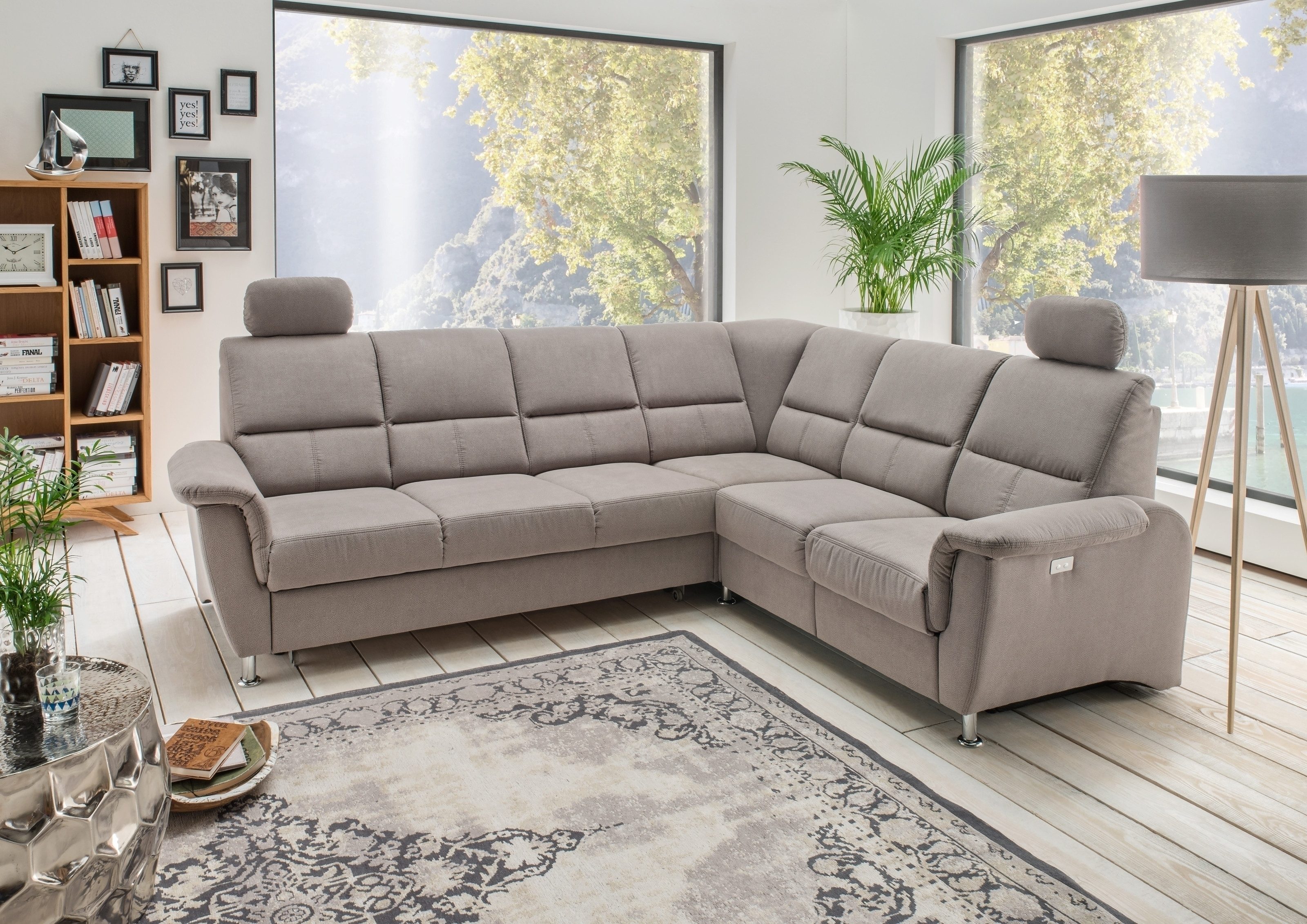 freiraum Polstergarnitur Ludwigshafen, Motor-Relaxfunktion, Schlaffunktion, dunkelgrau - 268x113x222cm BxHxT