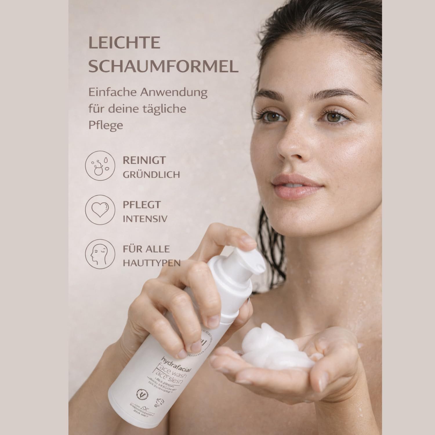 Nishlady Gesichtsreinigungsschwamm Nishlady Hydrafacial Reinigungsschaum 150 ml Vitamin C & Hyaluron