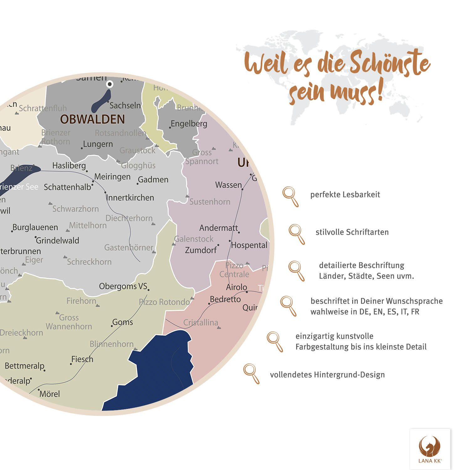 LANA KK Poster Schweizkarte, deutsche Beschriftung