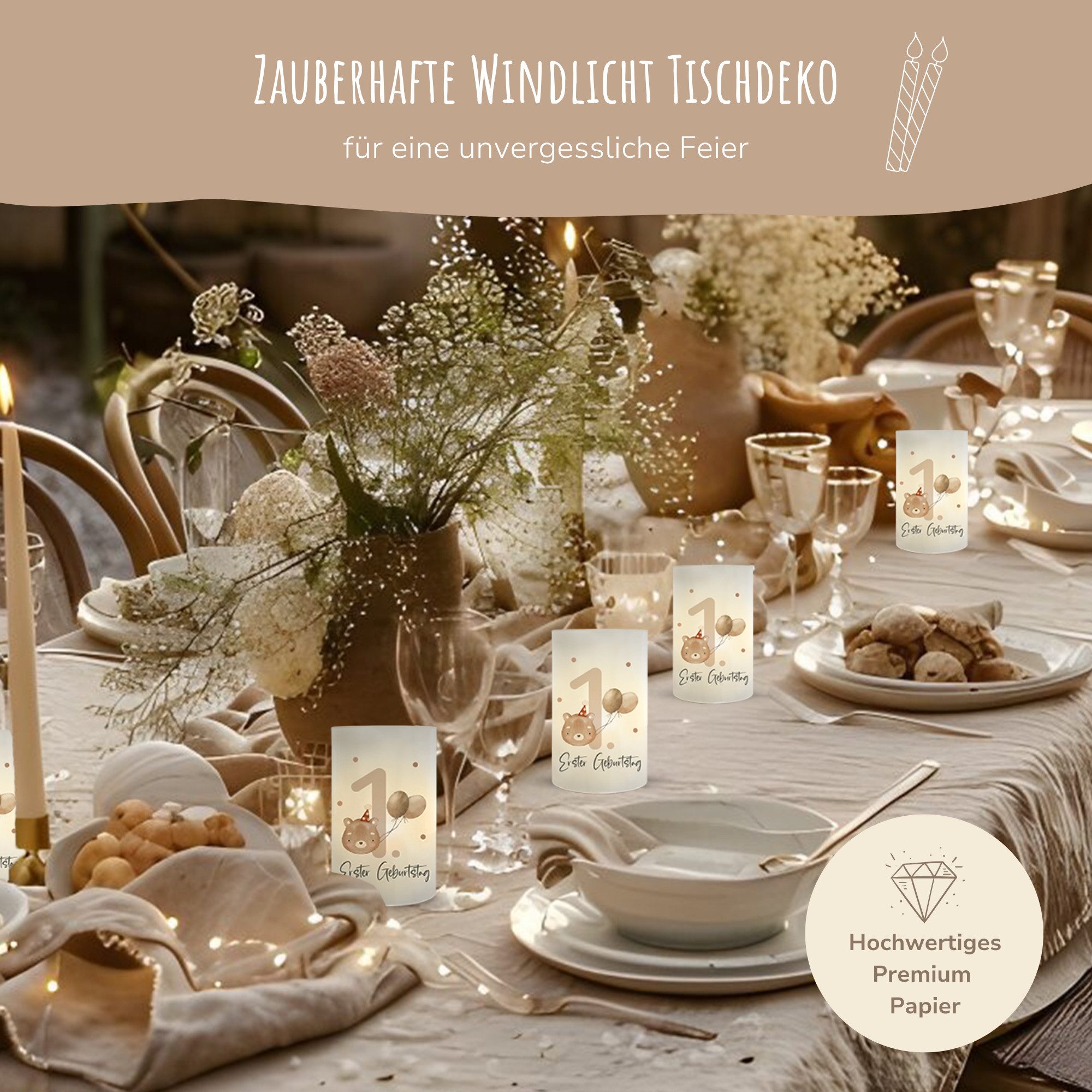 MeinBaby123® Papierdekoration 10 Kindergeburtstag Windlichthüllen, Teelicht günstig online kaufen