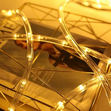 Clanmacy LED-Lichterkette 10M lichtschlauch Beleuchtung Warmweiß Party Garten Außen Deko Weihnachtsdeko
